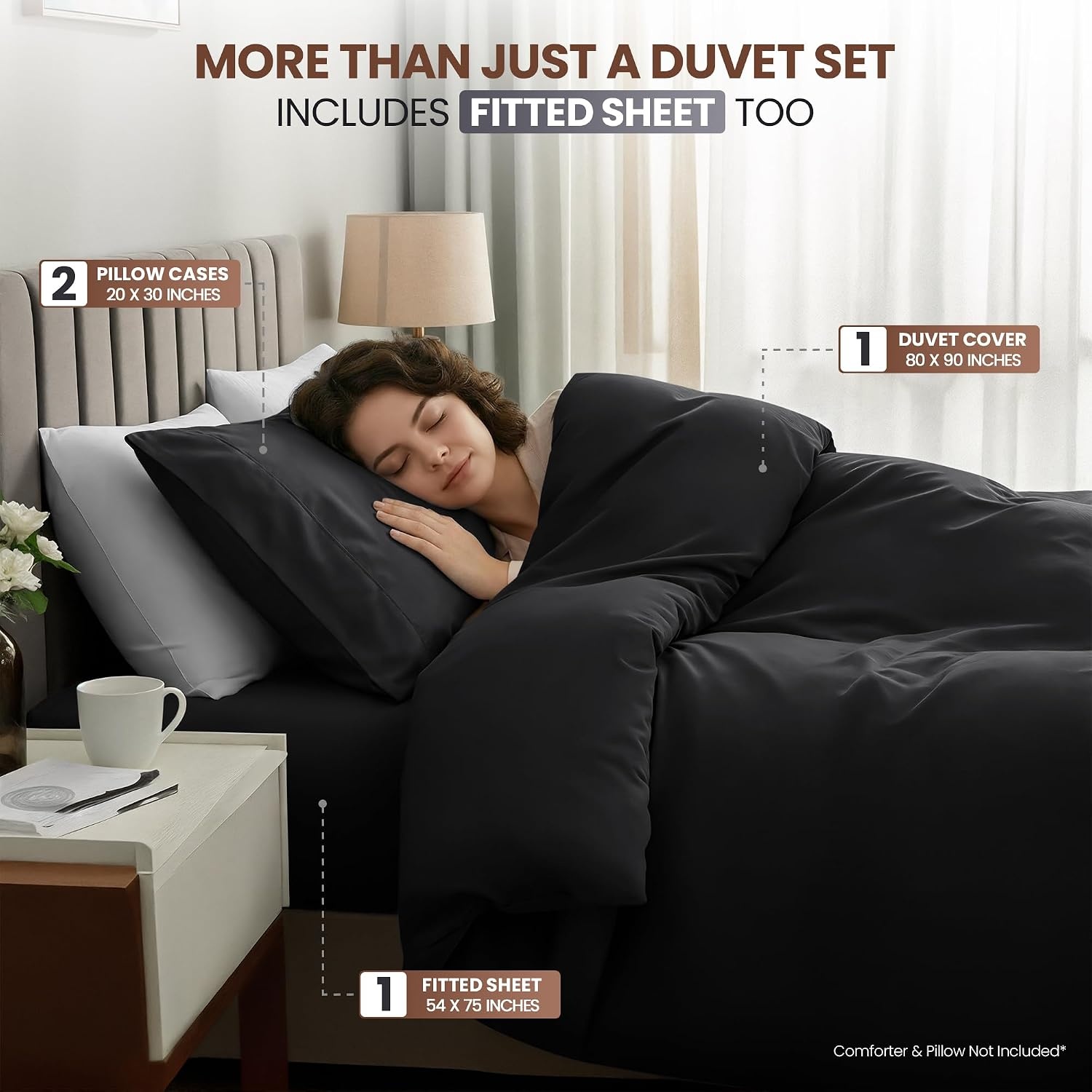 image:imageUtopia Bedding 4teilig Bettwschesets BeigeSchwarz