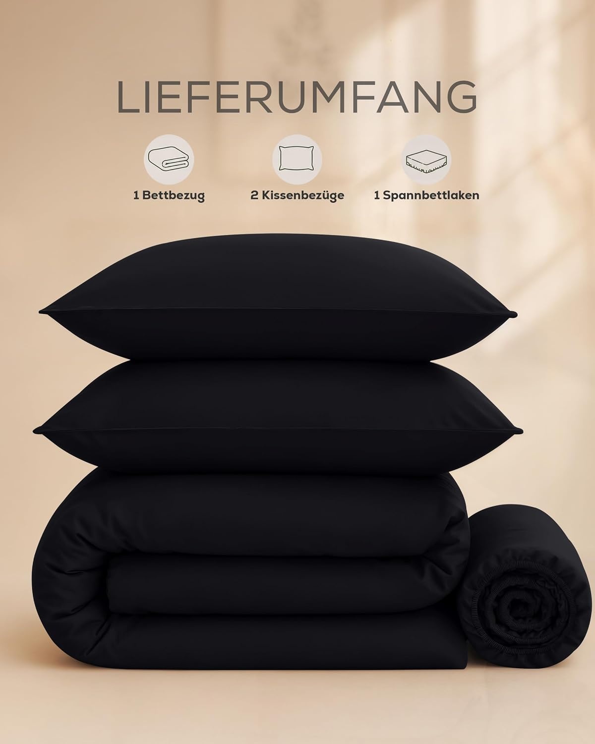 image:imageUtopia Bedding 4teilig Bettwschesets BeigeSchwarz