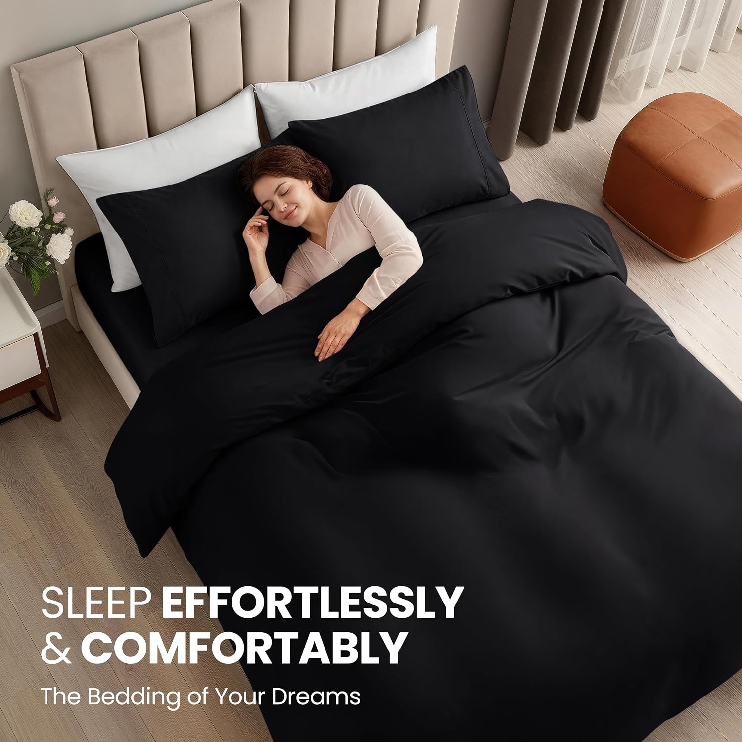 image:imageUtopia Bedding 4teilig Bettwschesets BeigeSchwarz