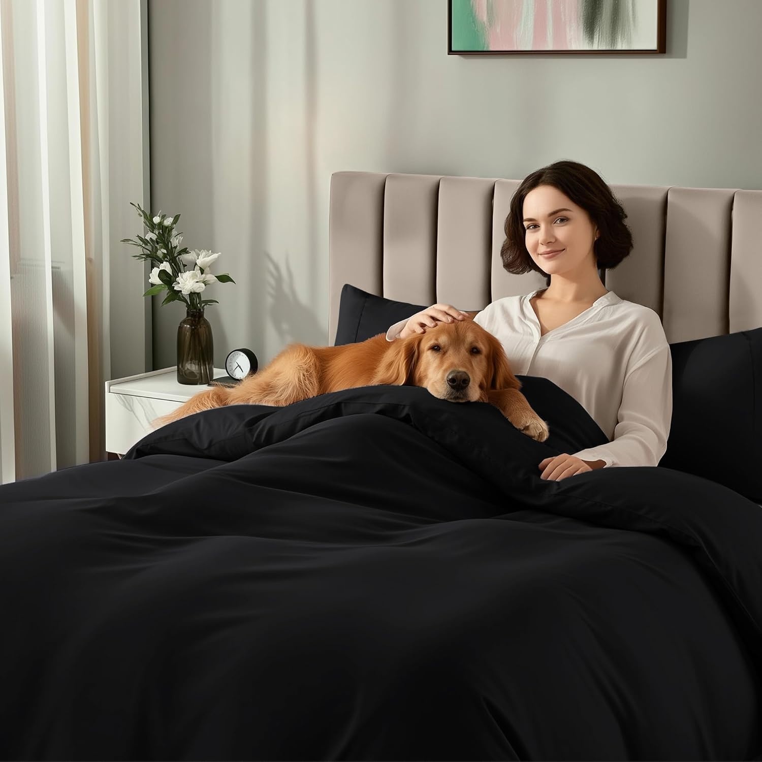image:imageUtopia Bedding 4teilig Bettwschesets BeigeSchwarz