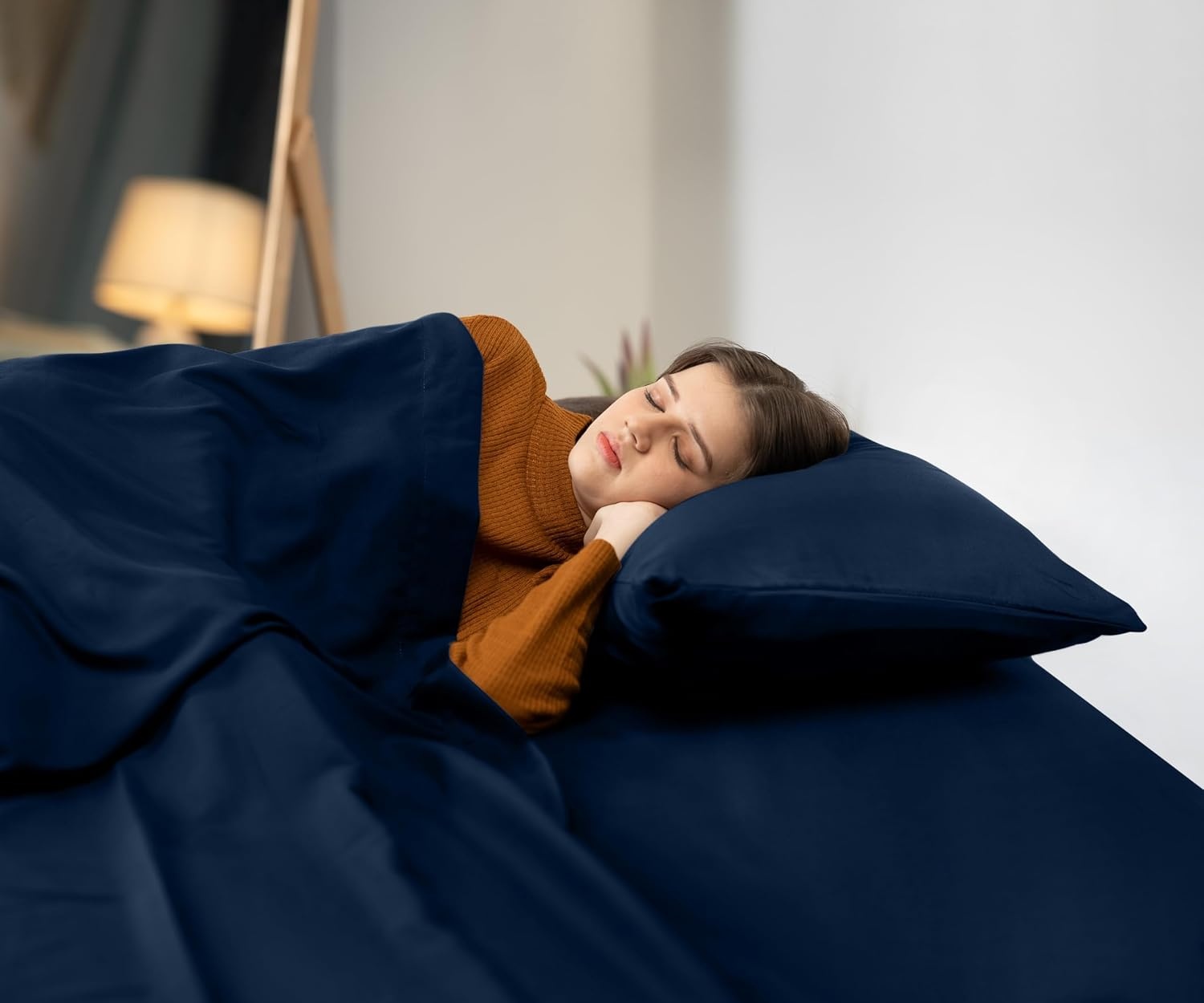 image:imageUtopia Bedding Bettlaken Set 3 Teilige Schwarz Polyester Mikrofaser OekoTex Zertifiziert Spannbettlaken 90x190 Bettlaken 167x243 1 Bestickten Kissenbezug 50x75Marineblau