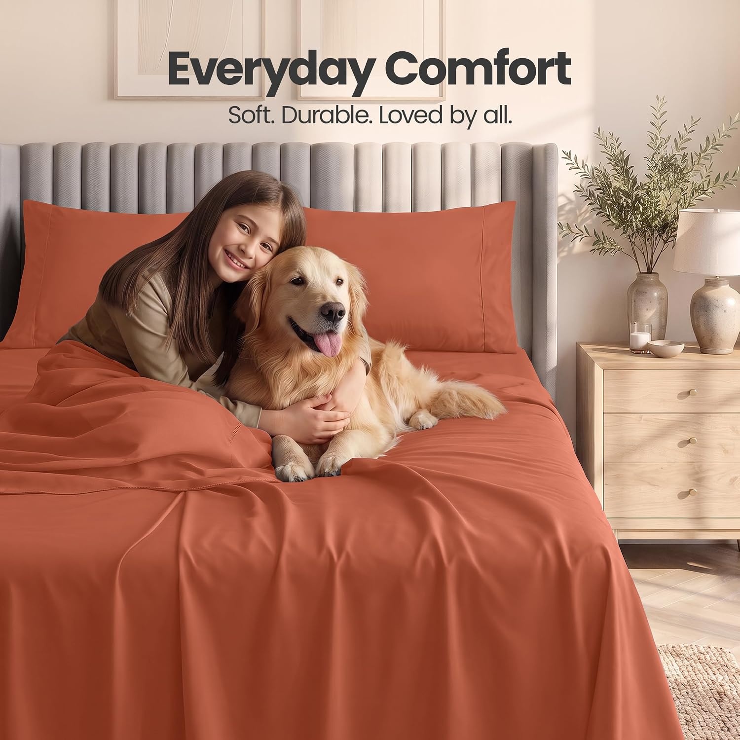 image:imageUtopia Bedding Bettlaken Set 3 Teilige Schwarz Polyester Mikrofaser OekoTex Zertifiziert Spannbettlaken 90x190 Bettlaken 167x243 1 Bestickten Kissenbezug 50x75Orange