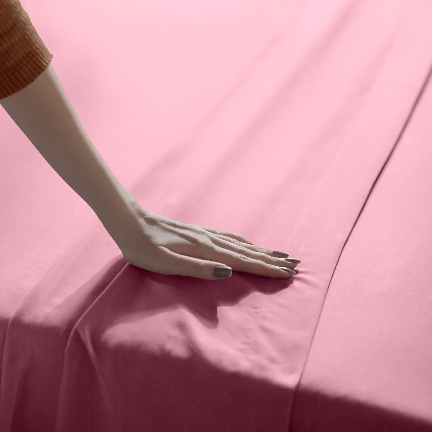 image:imageUtopia Bedding Bettlaken Set 3 Teilige Schwarz Polyester Mikrofaser OekoTex Zertifiziert Spannbettlaken 90x190 Bettlaken 167x243 1 Bestickten Kissenbezug 50x75Pink
