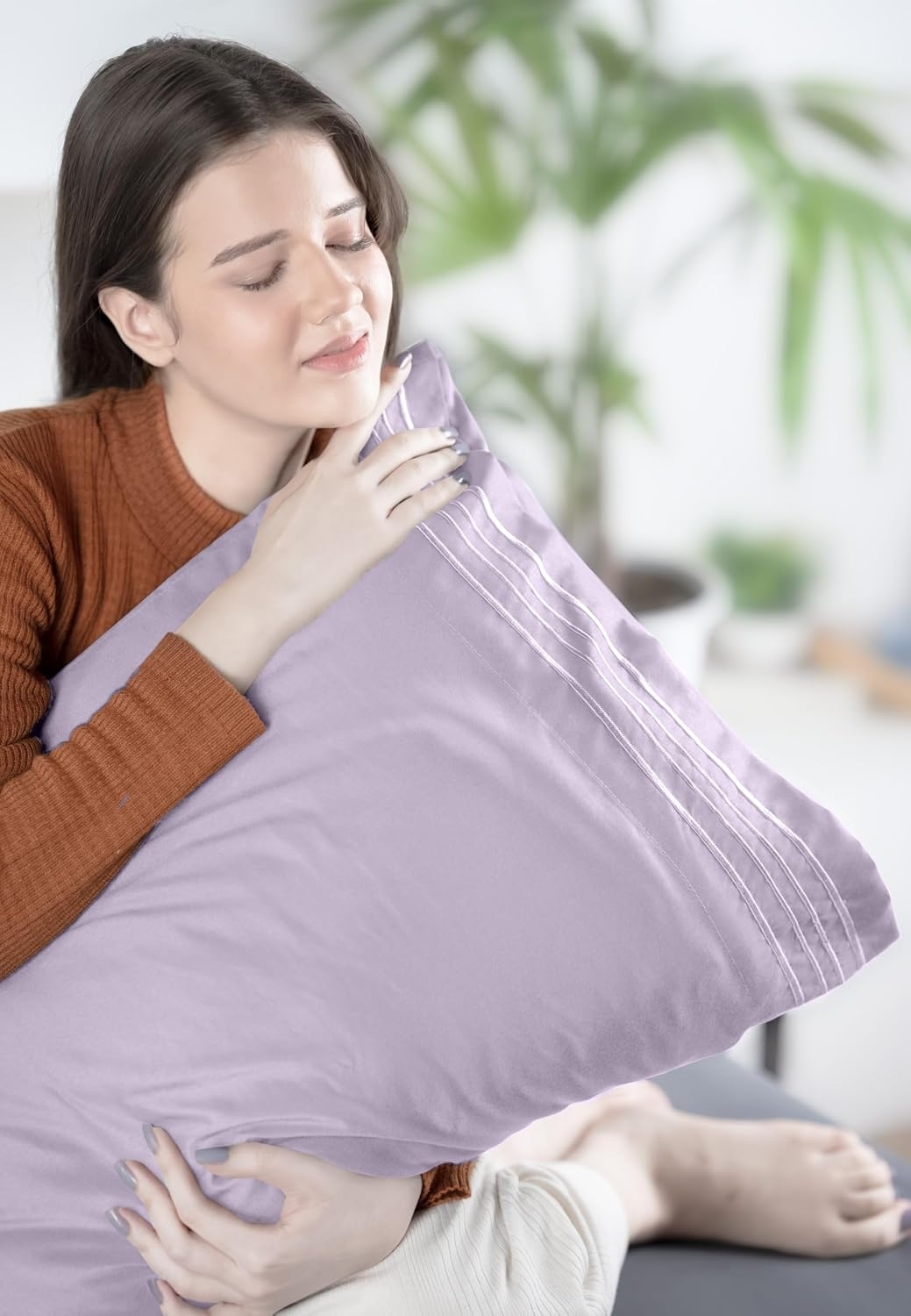 image:imageUtopia Bedding Bettlaken Set 3 Teilige Schwarz Polyester Mikrofaser OekoTex Zertifiziert Spannbettlaken 90x190 Bettlaken 167x243 1 Bestickten Kissenbezug 50x75Lavendel
