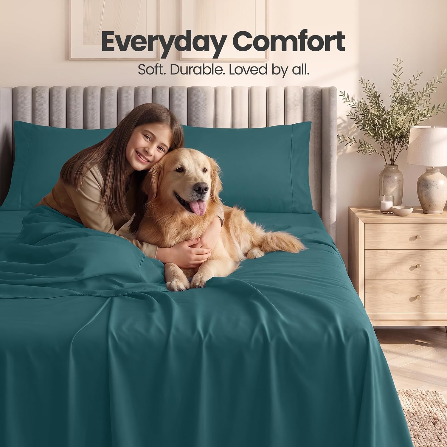 image:imageUtopia Bedding Bettlaken Set 3 Teilige Schwarz Polyester Mikrofaser OekoTex Zertifiziert Spannbettlaken 90x190 Bettlaken 167x243 1 Bestickten Kissenbezug 50x75Denim Blau