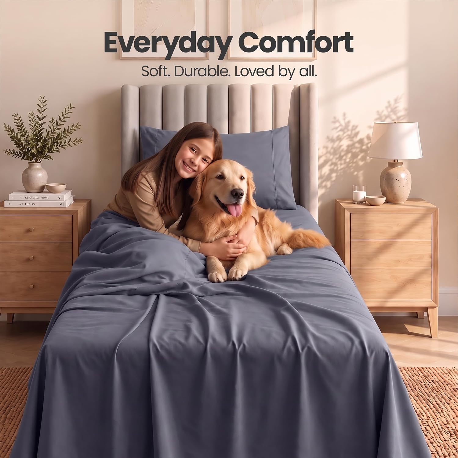 image:imageUtopia Bedding Bettlaken Set 3 Teilige Schwarz Polyester Mikrofaser OekoTex Zertifiziert Spannbettlaken 90x190 Bettlaken 167x243 1 Bestickten Kissenbezug 50x75Grau