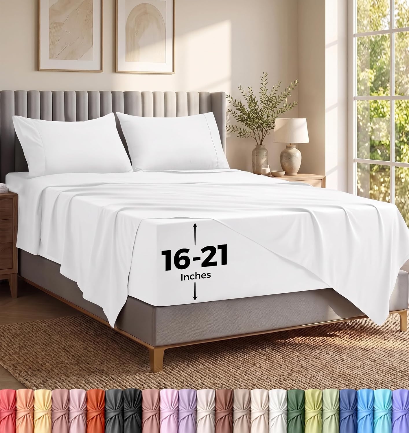image:imageUtopia Bedding Bettlaken Set 3 Teilige Schwarz Polyester Mikrofaser OekoTex Zertifiziert Spannbettlaken 90x190 Bettlaken 167x243 1 Bestickten Kissenbezug 50x75Wei