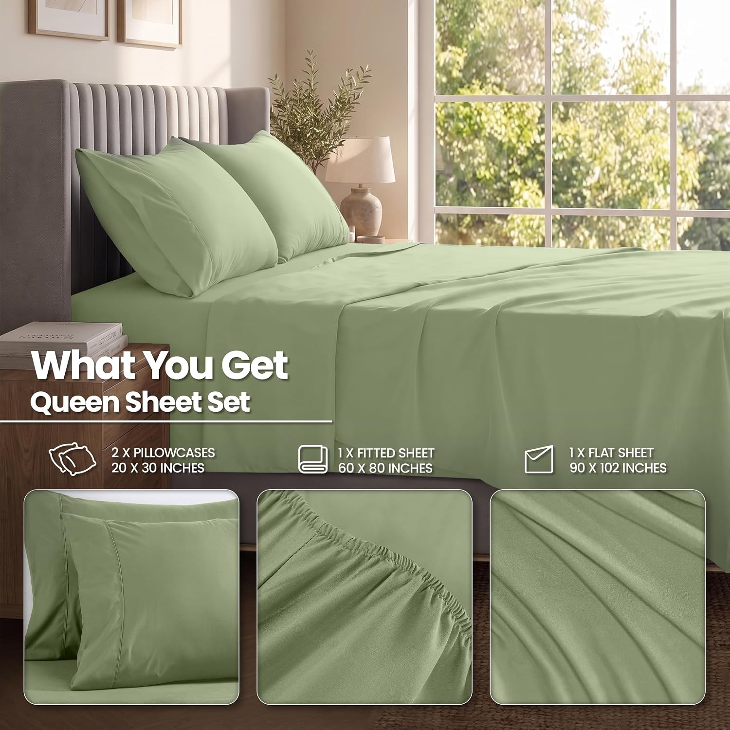 image:imageUtopia Bedding Bettlaken Set 3 Teilige Schwarz Polyester Mikrofaser OekoTex Zertifiziert Spannbettlaken 90x190 Bettlaken 167x243 1 Bestickten Kissenbezug 50x75Graugrn