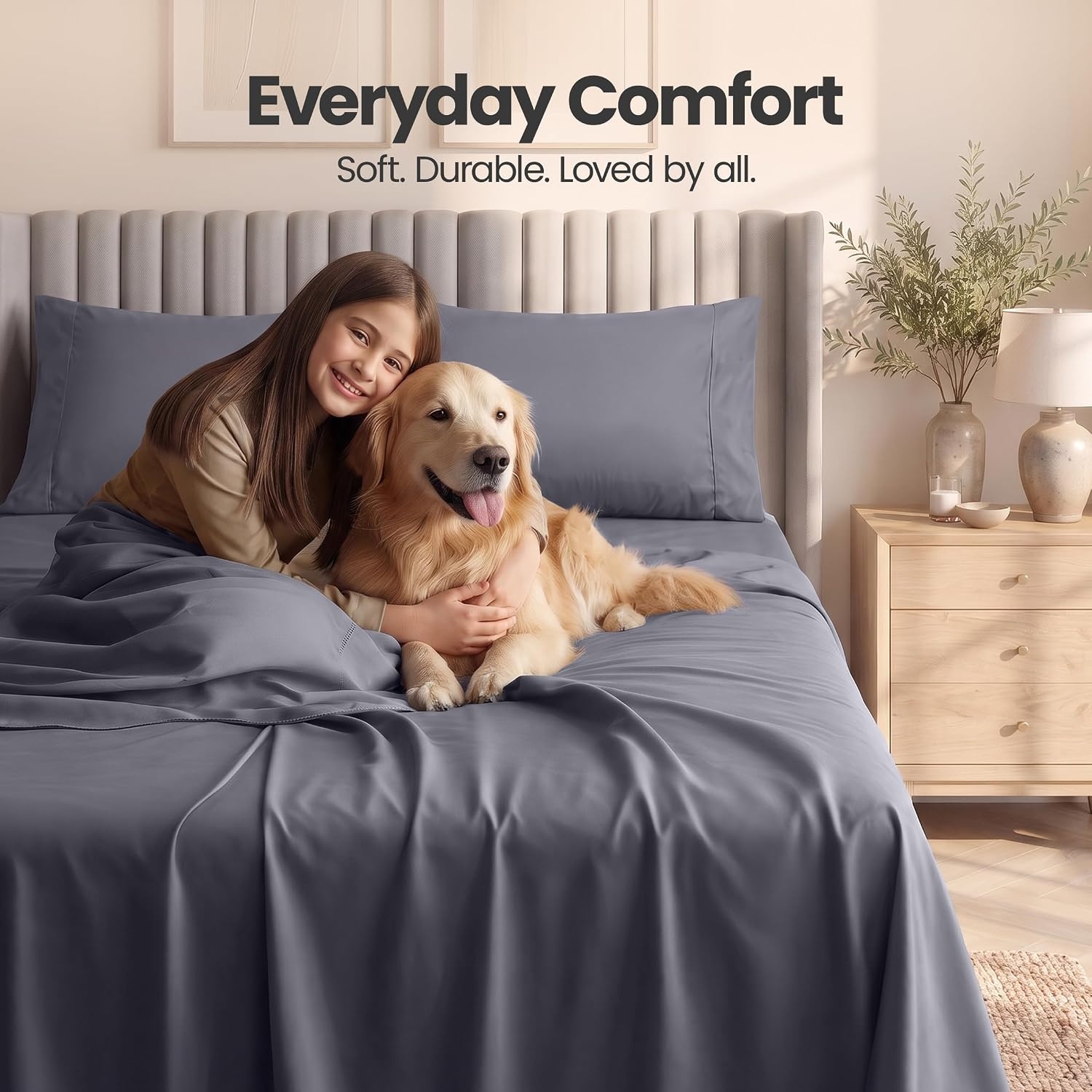 image:imageUtopia Bedding Bettlaken Set 3 Teilige Schwarz Polyester Mikrofaser OekoTex Zertifiziert Spannbettlaken 90x190 Bettlaken 167x243 1 Bestickten Kissenbezug 50x75Grau