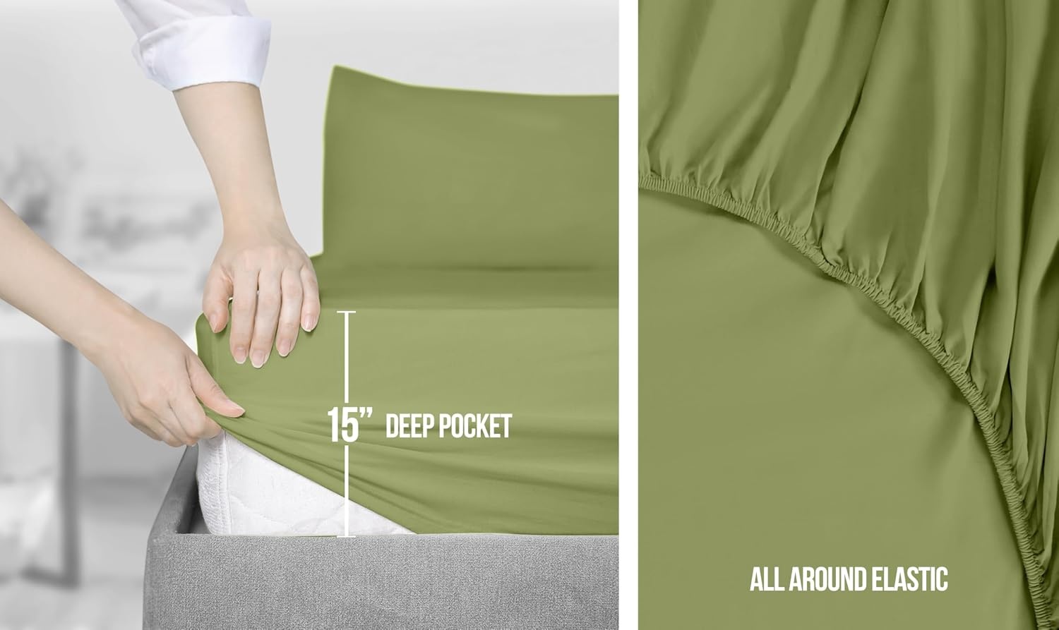 image:imageUtopia Bedding Bettlaken Set 3 Teilige Schwarz Polyester Mikrofaser OekoTex Zertifiziert Spannbettlaken 90x190 Bettlaken 167x243 1 Bestickten Kissenbezug 50x75OlivBlatt fr Mich Leaf It To Me