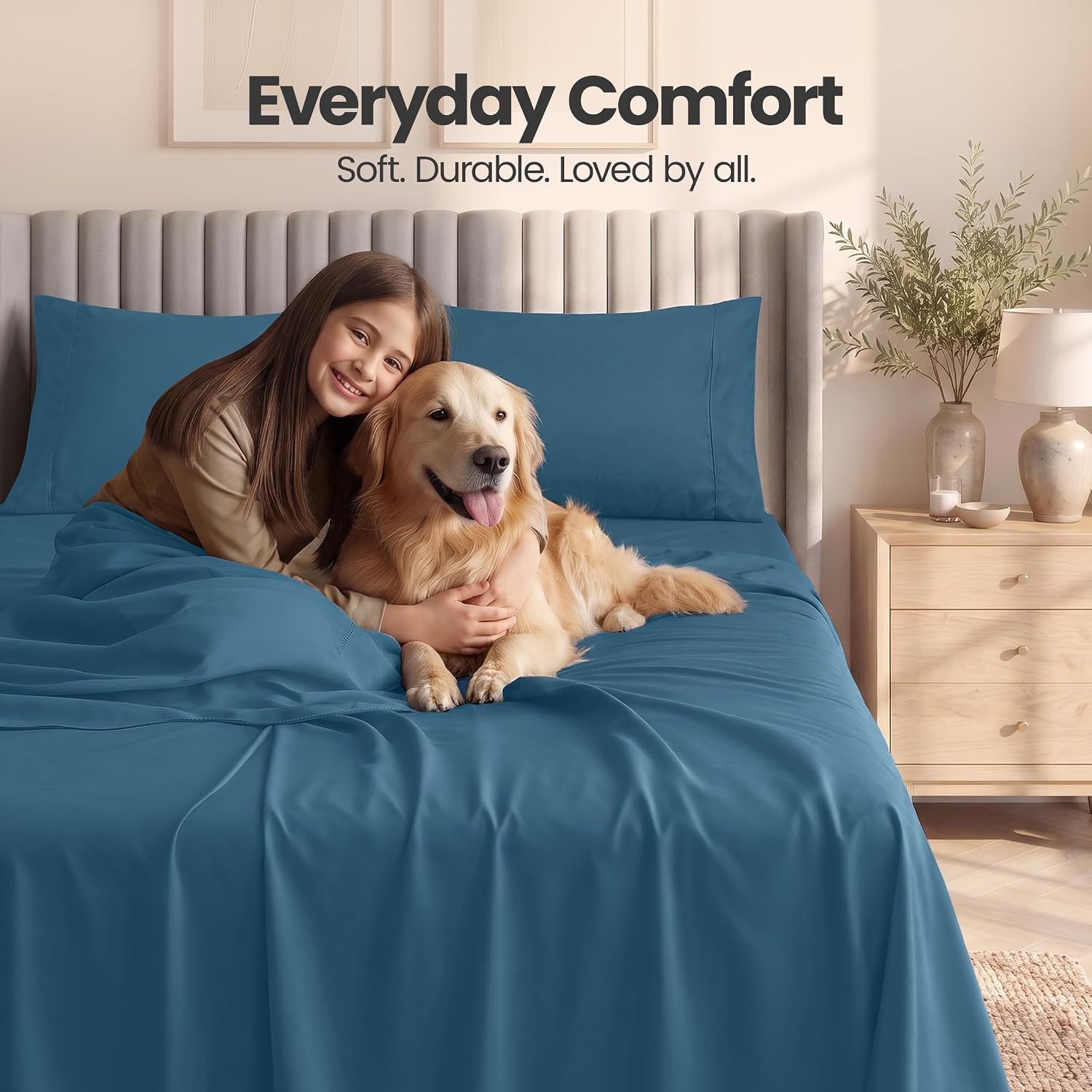 image:imageUtopia Bedding Bettlaken Set 3 Teilige Schwarz Polyester Mikrofaser OekoTex Zertifiziert Spannbettlaken 90x190 Bettlaken 167x243 1 Bestickten Kissenbezug 50x75Blaue Abenddmmerung