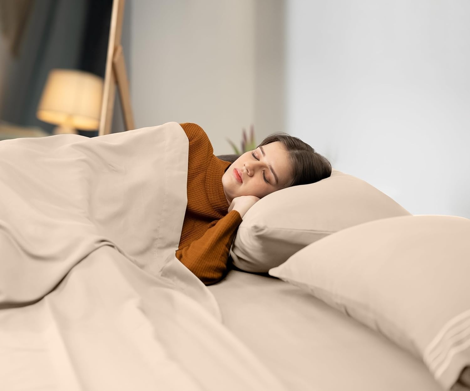 image:imageUtopia Bedding Bettlaken Set 3 Teilige Schwarz Polyester Mikrofaser OekoTex Zertifiziert Spannbettlaken 90x190 Bettlaken 167x243 1 Bestickten Kissenbezug 50x75Beige