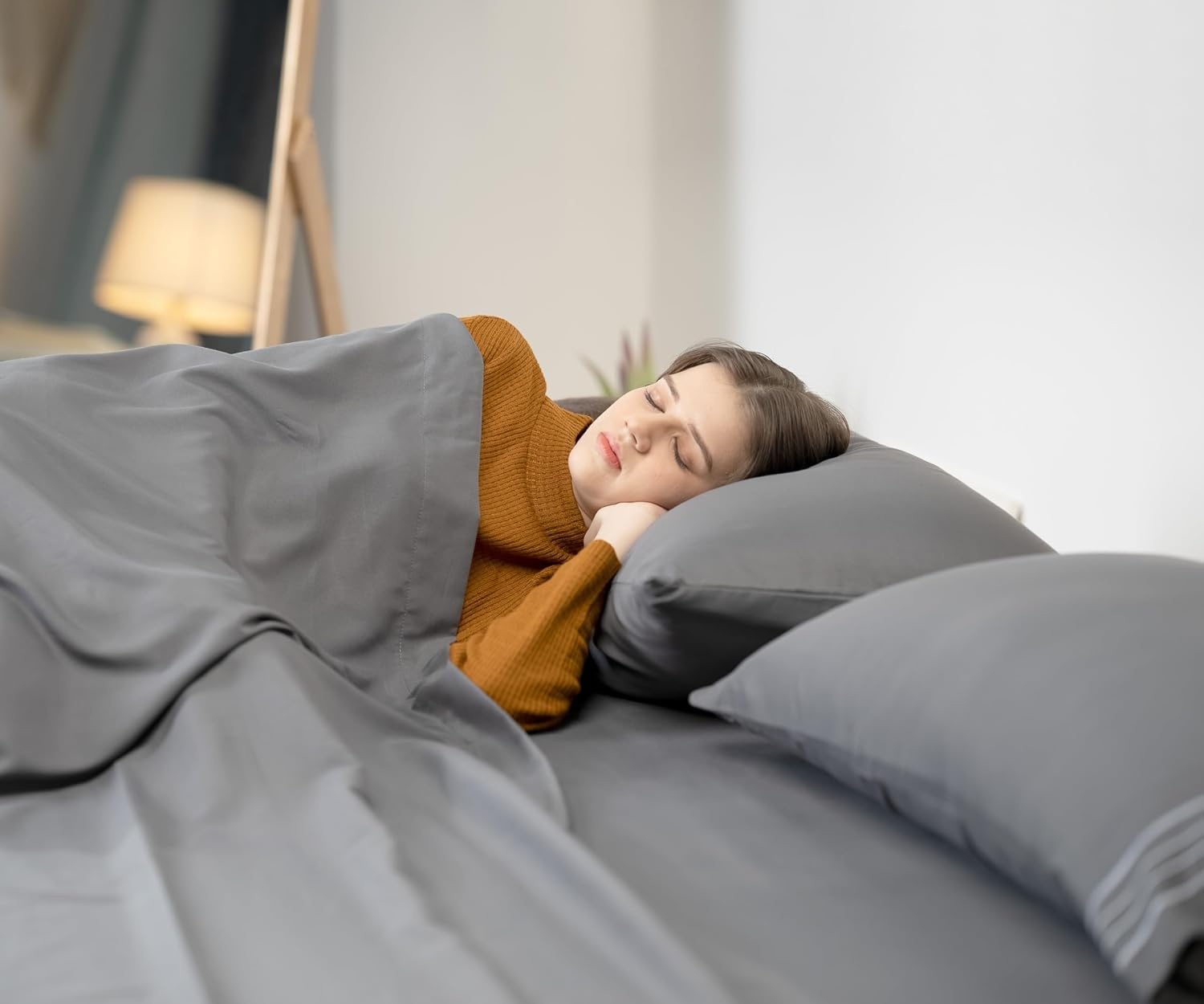 image:imageUtopia Bedding Bettlaken Set 3 Teilige Schwarz Polyester Mikrofaser OekoTex Zertifiziert Spannbettlaken 90x190 Bettlaken 167x243 1 Bestickten Kissenbezug 50x75Grau