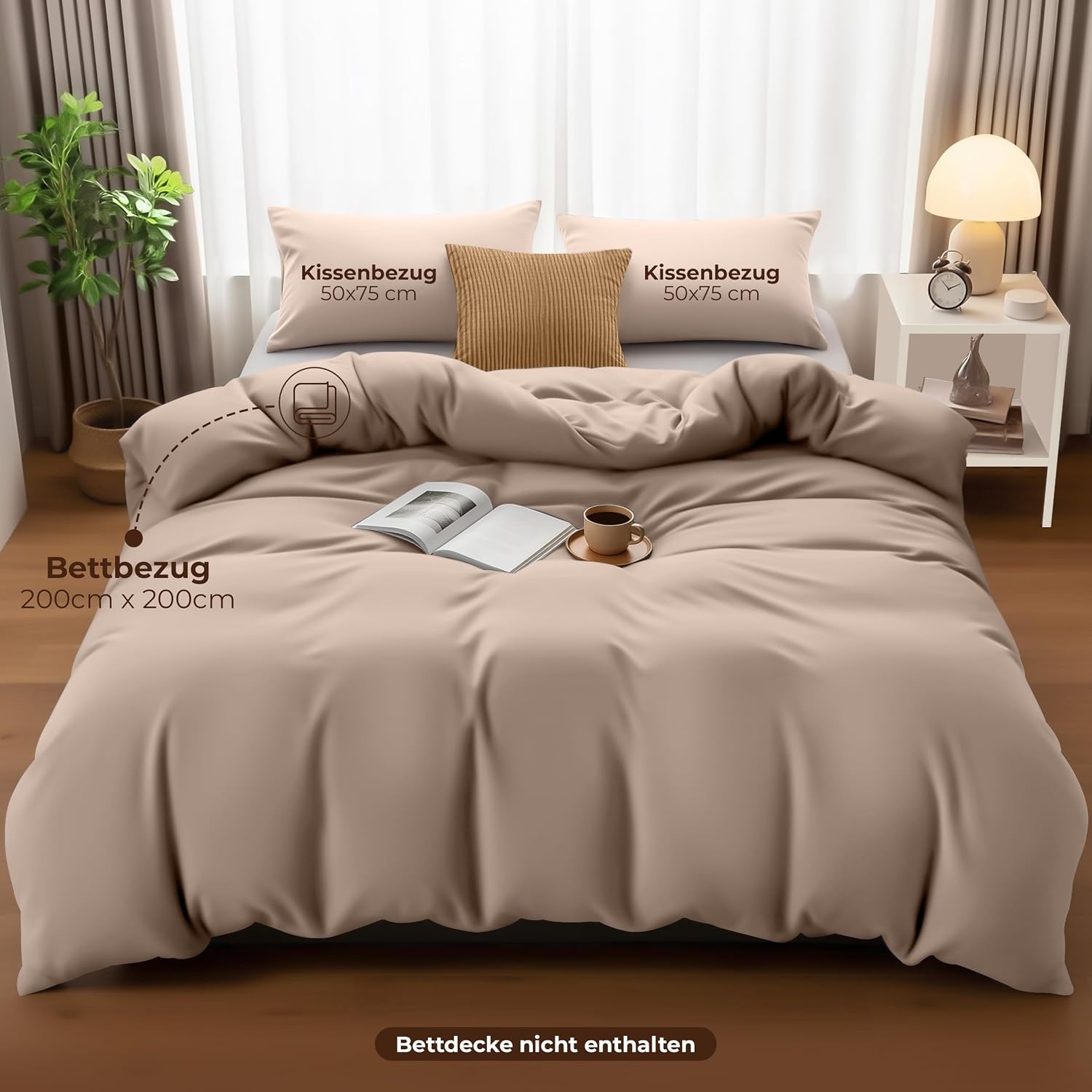 image:imageUtopia Bedding Bettwsche 135x200 cm 1 Kissenbezug 80x80 cm BlaugrnBeige