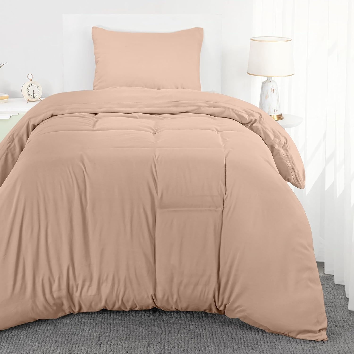image:imageUtopia Bedding Bettwsche 135x200 cm 1 Kissenbezug 80x80 cm BlaugrnBeige