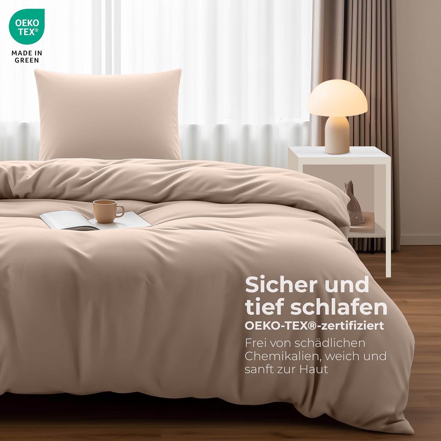 image:imageUtopia Bedding Bettwsche 135x200 cm 1 Kissenbezug 80x80 cm BlaugrnBeige