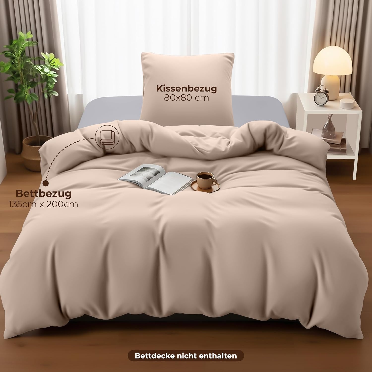 image:imageUtopia Bedding Bettwsche 135x200 cm 1 Kissenbezug 80x80 cm BlaugrnBeige