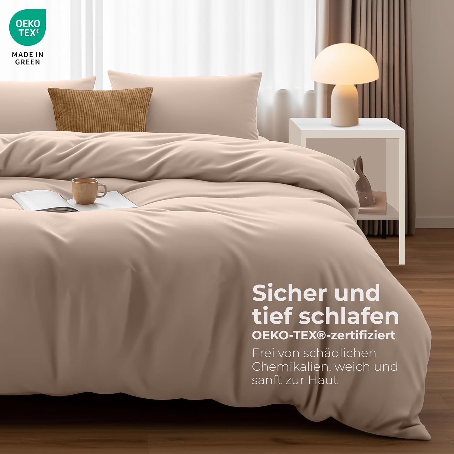 image:imageUtopia Bedding Bettwsche 135x200 cm 1 Kissenbezug 80x80 cm BlaugrnBeige