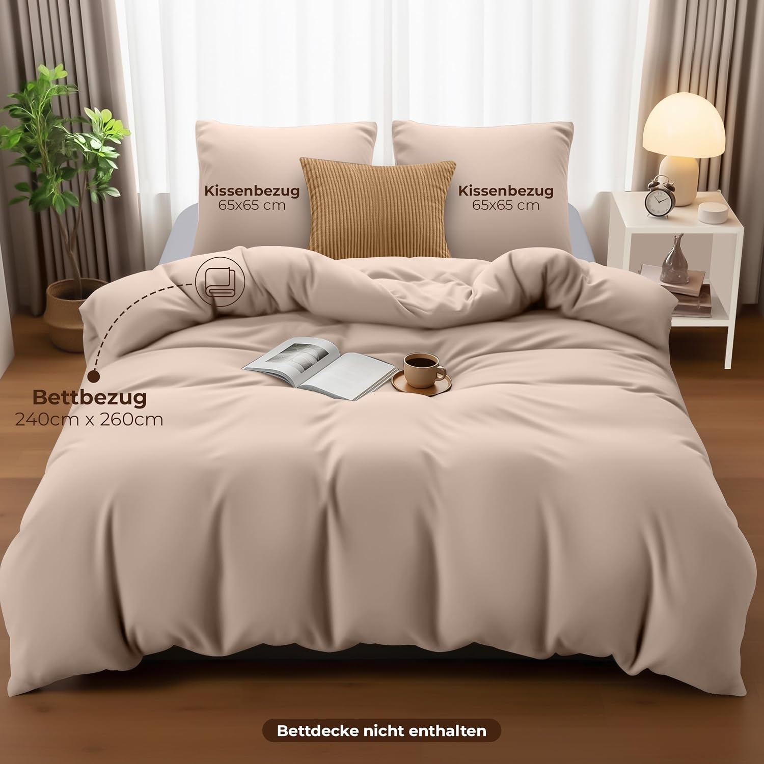 image:imageUtopia Bedding Bettwsche 135x200 cm 1 Kissenbezug 80x80 cm BlaugrnBeige