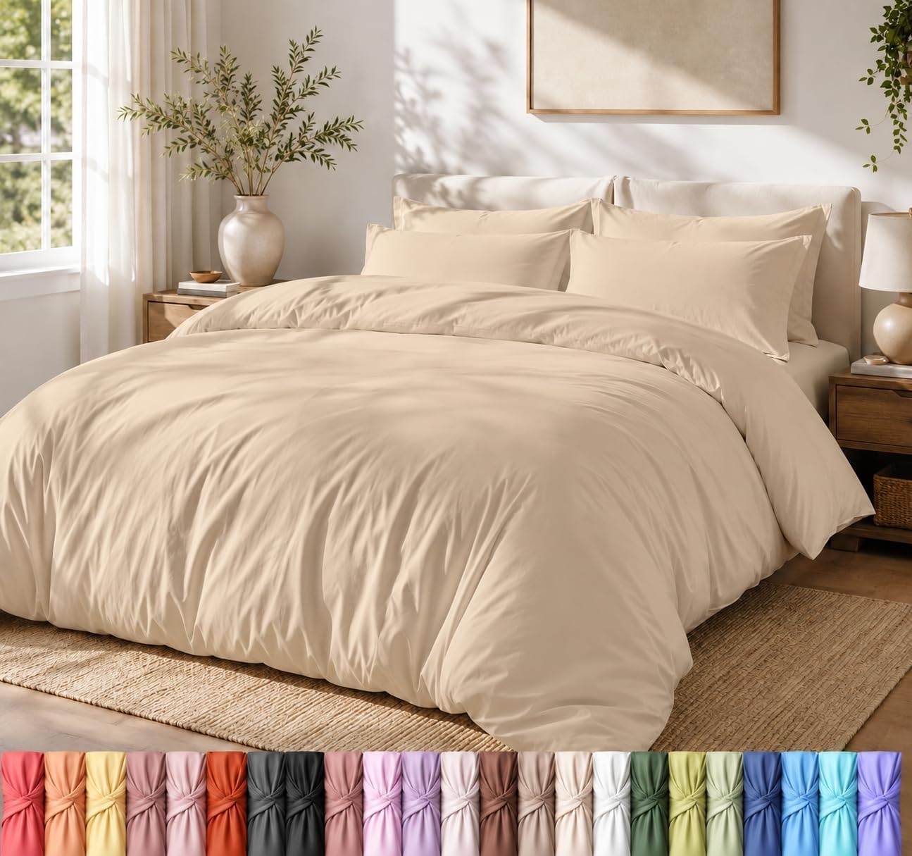 image:imageUtopia Bedding Bettwsche 135x200 cm 1 Kissenbezug 80x80 cm BlaugrnBeige
