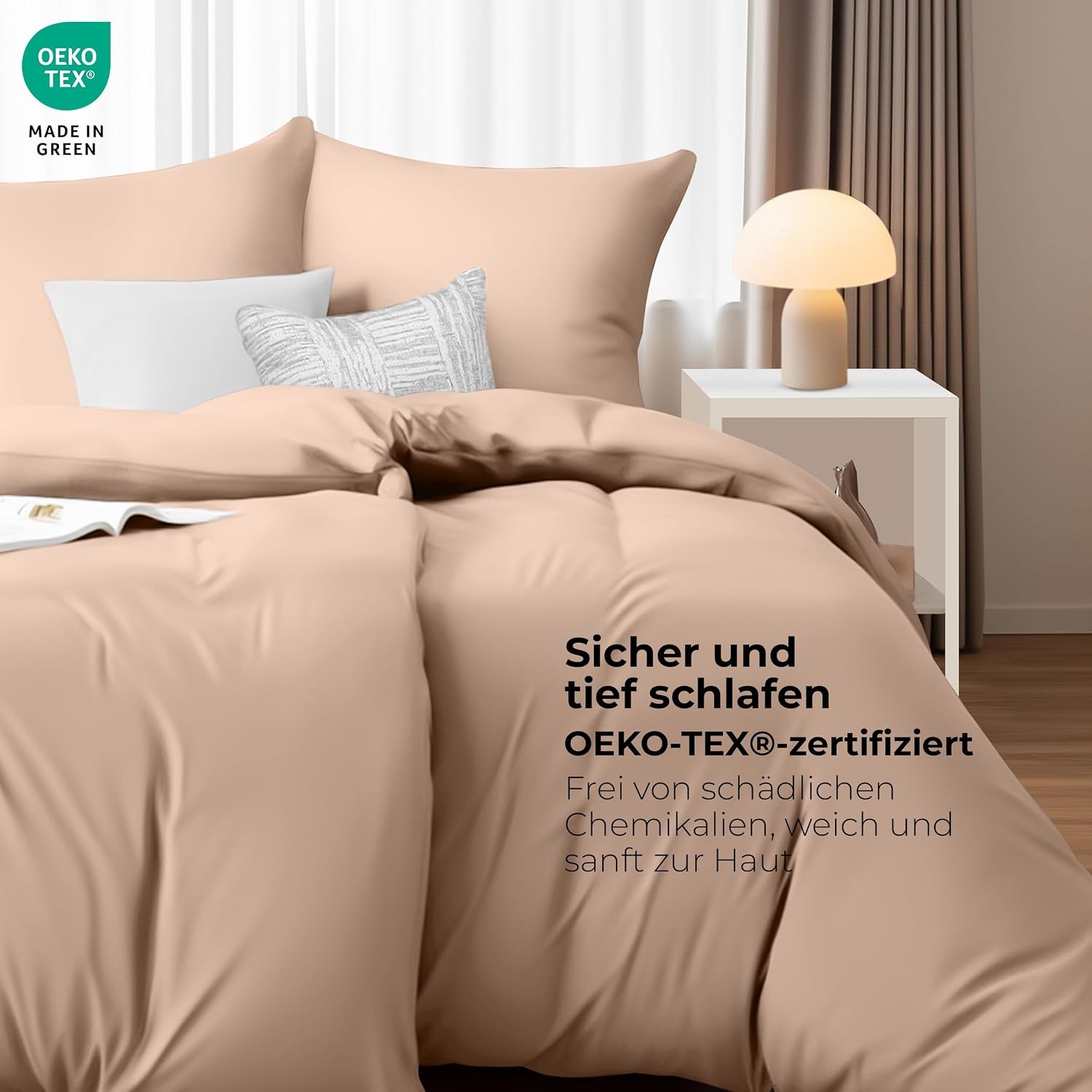image:imageUtopia Bedding Bettwsche 135x200 cm 1 Kissenbezug 80x80 cm BlaugrnBeige
