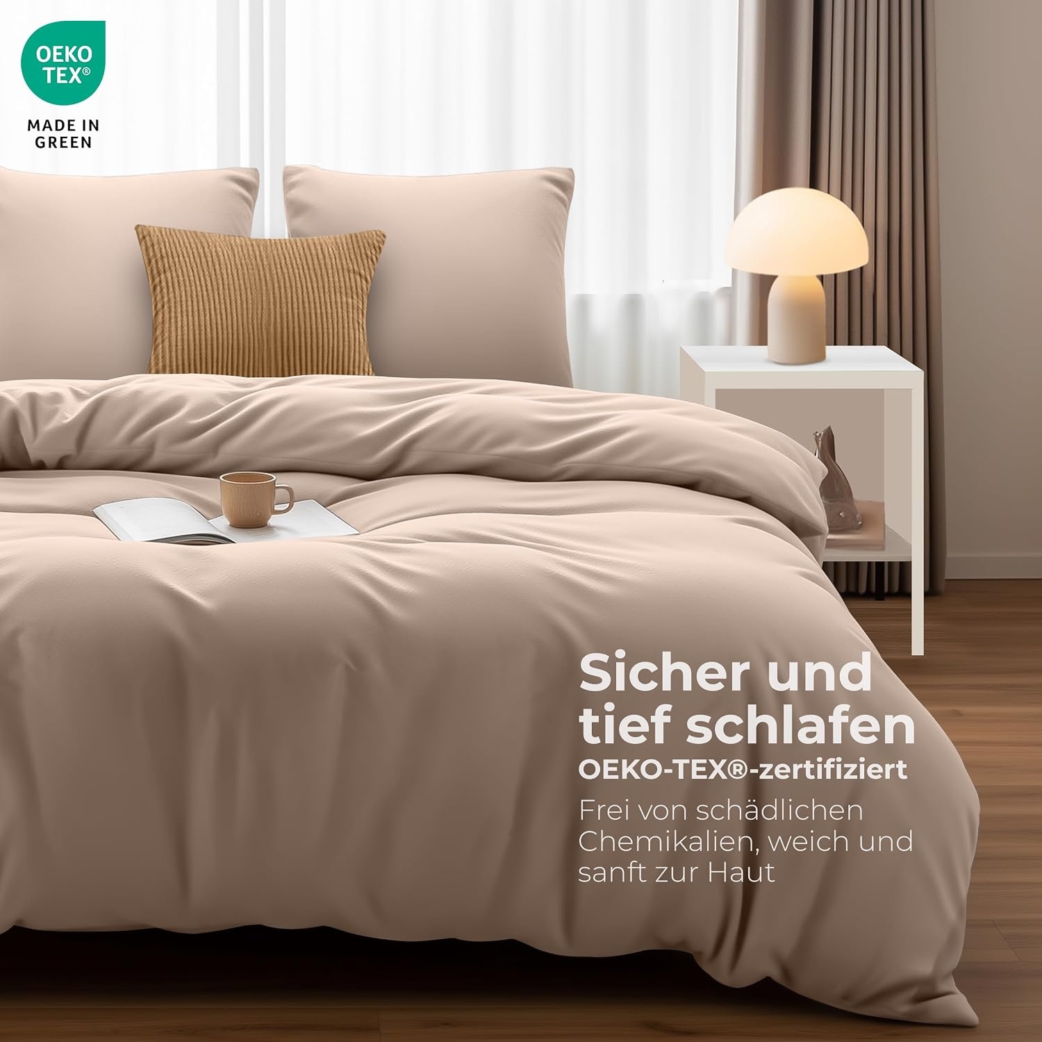 image:imageUtopia Bedding Bettwsche 135x200 cm 1 Kissenbezug 80x80 cm BlaugrnBeige