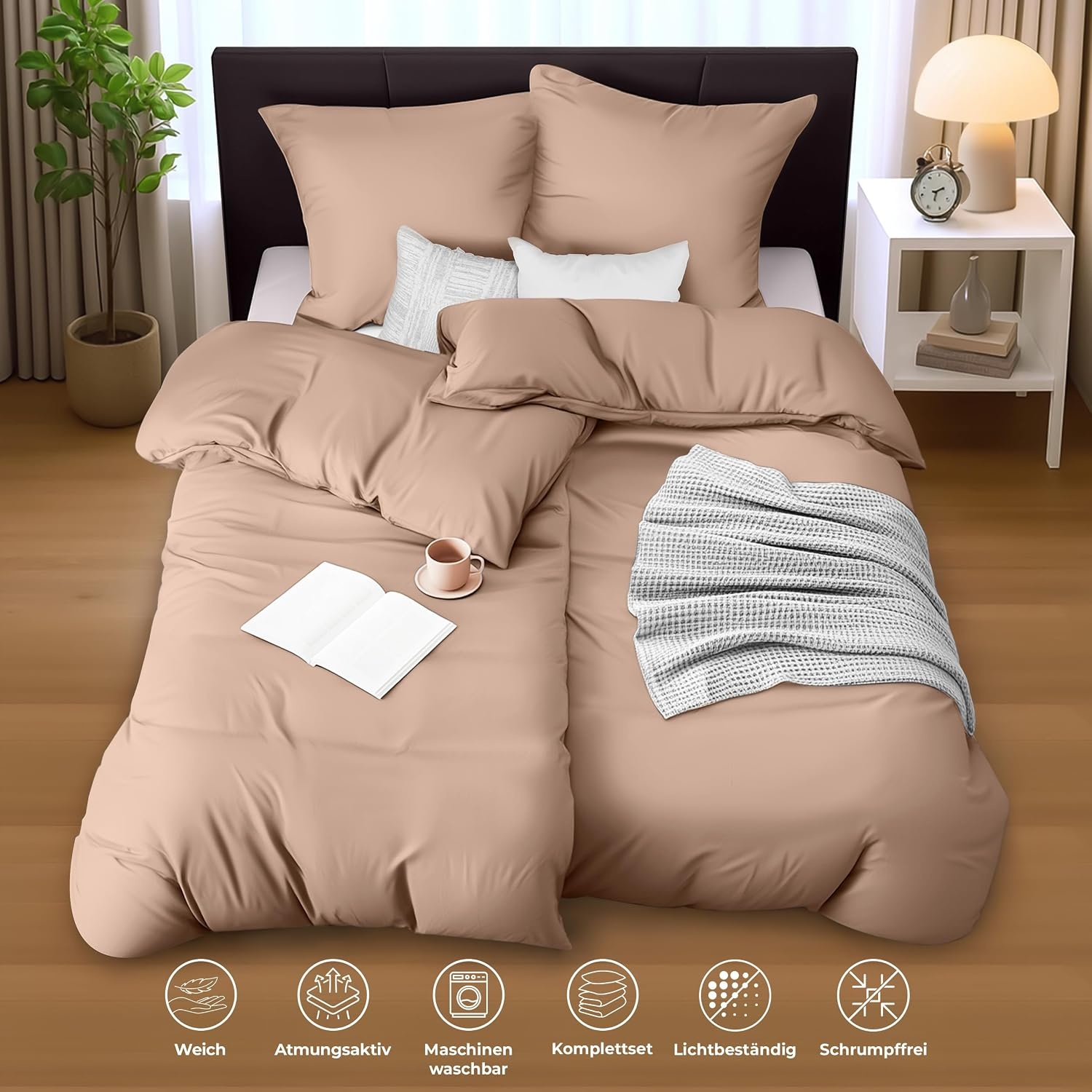 image:imageUtopia Bedding Bettwsche 135x200 cm 1 Kissenbezug 80x80 cm BlaugrnBeige