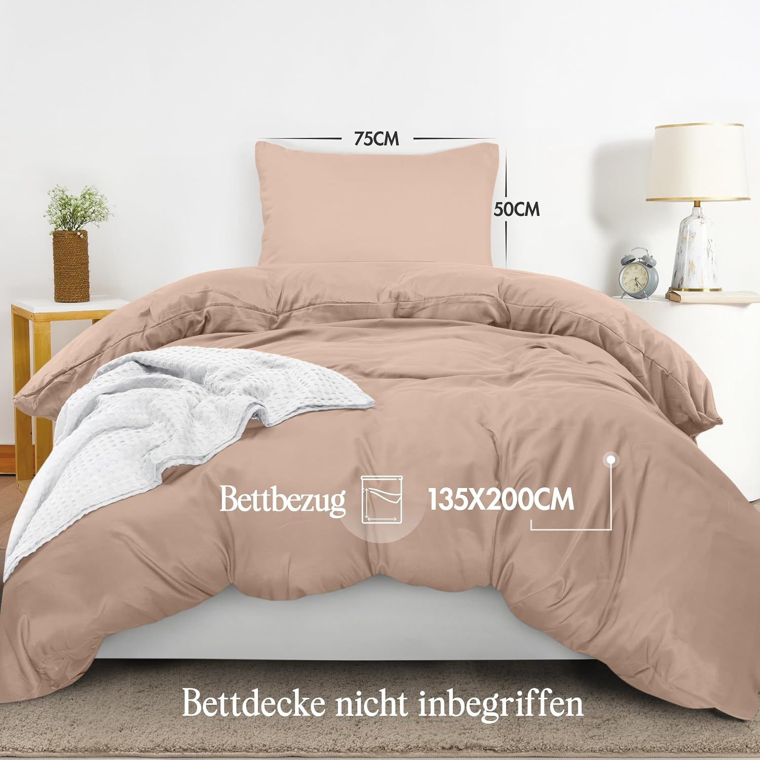 image:imageUtopia Bedding Bettwsche 135x200 cm 1 Kissenbezug 80x80 cm BlaugrnBeige