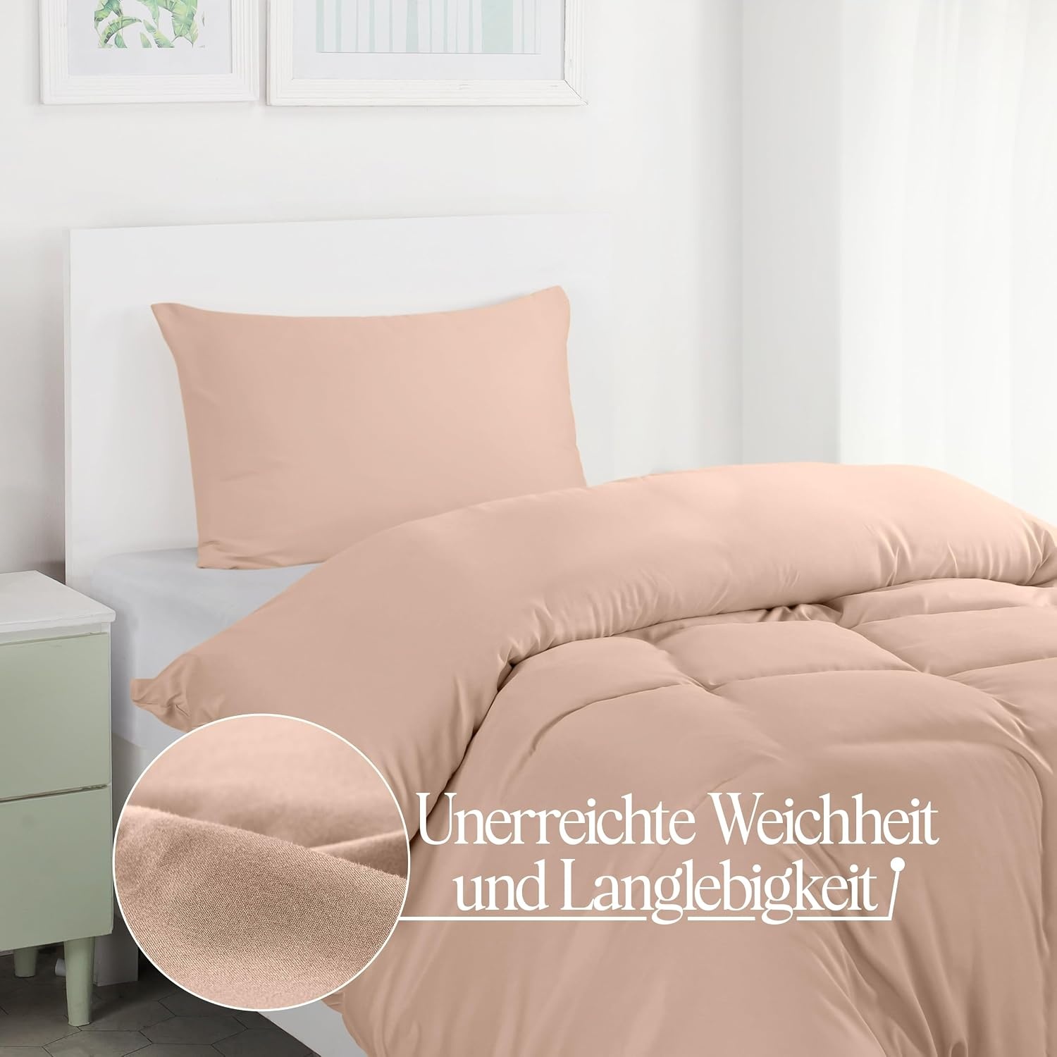 image:imageUtopia Bedding Bettwsche 135x200 cm 1 Kissenbezug 80x80 cm BlaugrnBeige