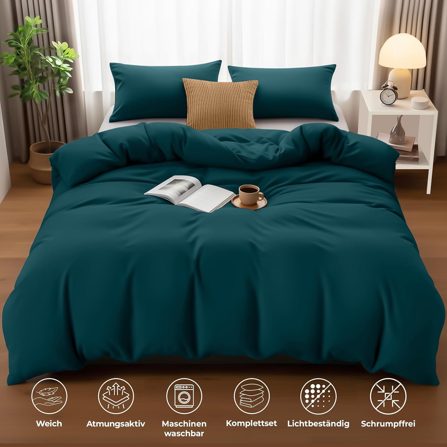 image:imageUtopia Bedding Bettwsche 135x200 cm 1 Kissenbezug 80x80 cm BlaugrnBlaugrn