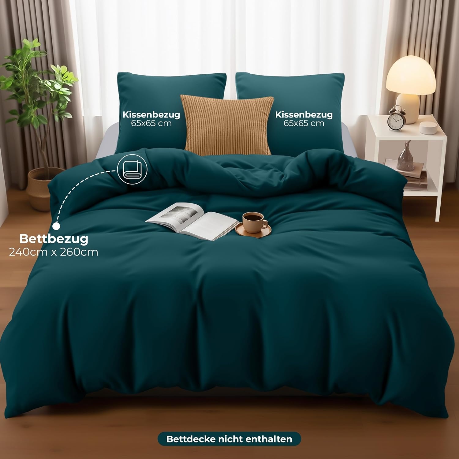 image:imageUtopia Bedding Bettwsche 135x200 cm 1 Kissenbezug 80x80 cm BlaugrnBlaugrn