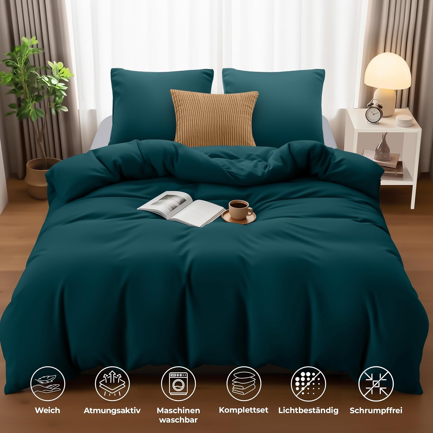 image:imageUtopia Bedding Bettwsche 135x200 cm 1 Kissenbezug 80x80 cm BlaugrnBlaugrn