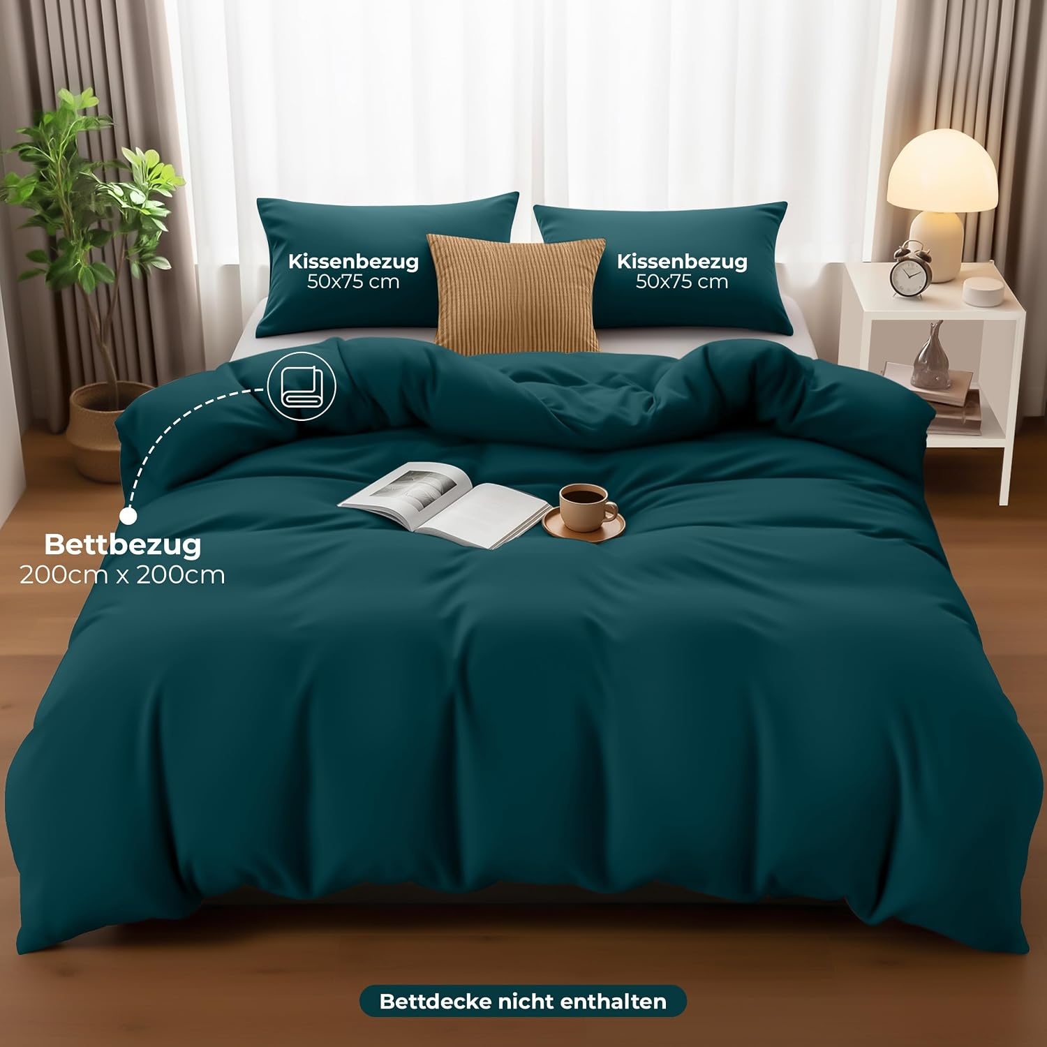 image:imageUtopia Bedding Bettwsche 135x200 cm 1 Kissenbezug 80x80 cm BlaugrnBlaugrn