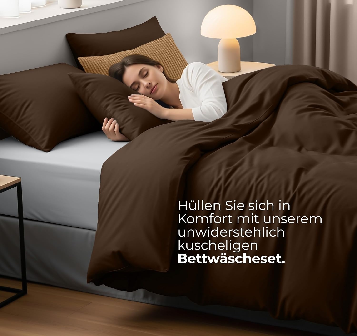 image:imageUtopia Bedding Bettwsche 135x200 cm 1 Kissenbezug 80x80 cm BlaugrnBraun