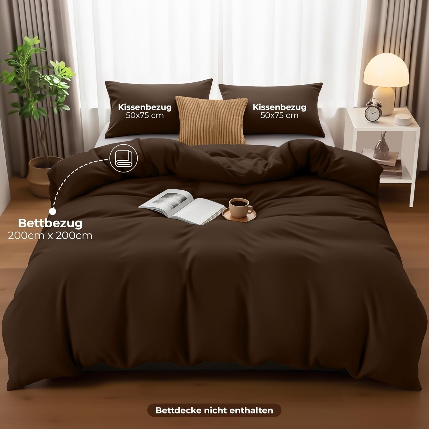 image:imageUtopia Bedding Bettwsche 135x200 cm 1 Kissenbezug 80x80 cm BlaugrnBraun