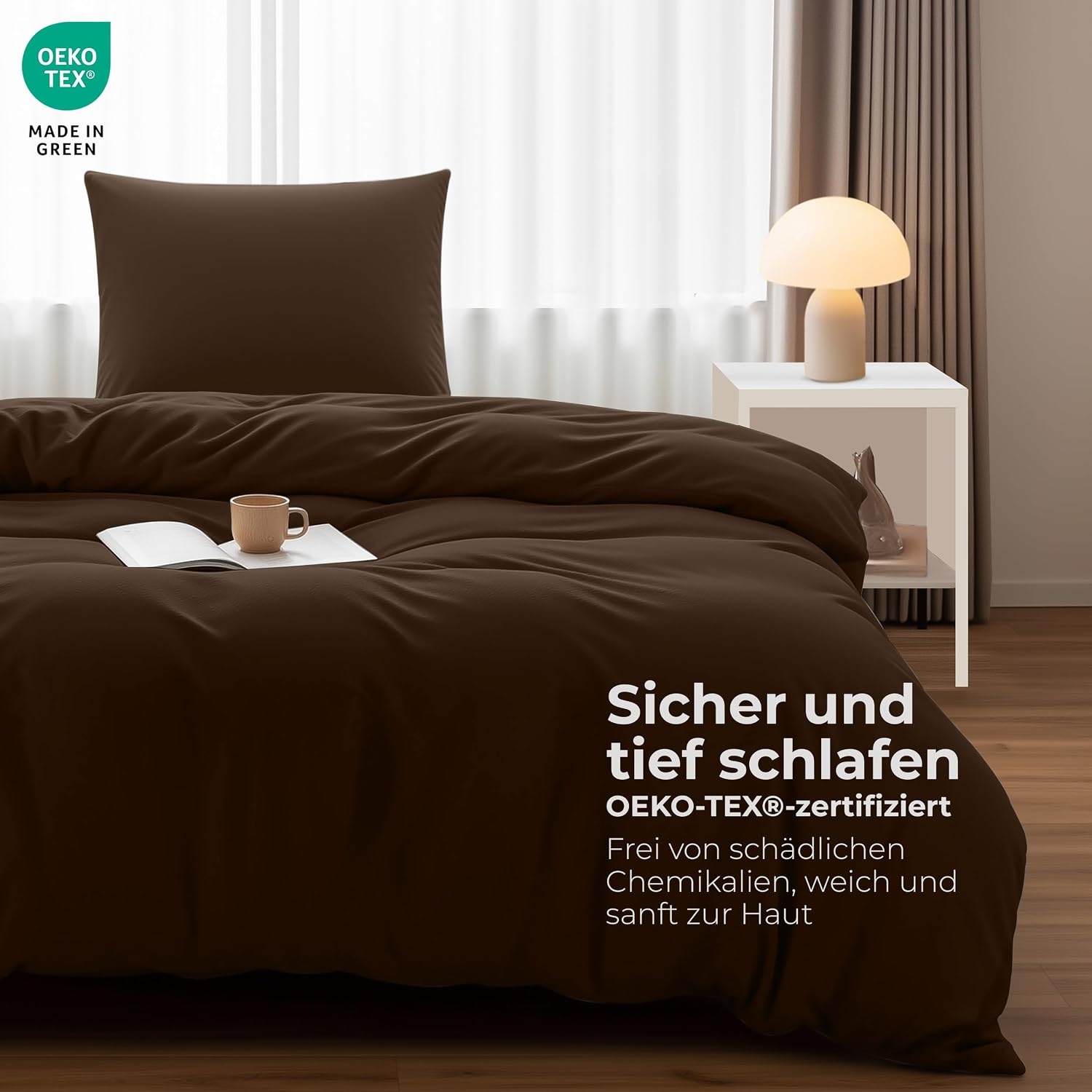 image:imageUtopia Bedding Bettwsche 135x200 cm 1 Kissenbezug 80x80 cm BlaugrnBraun