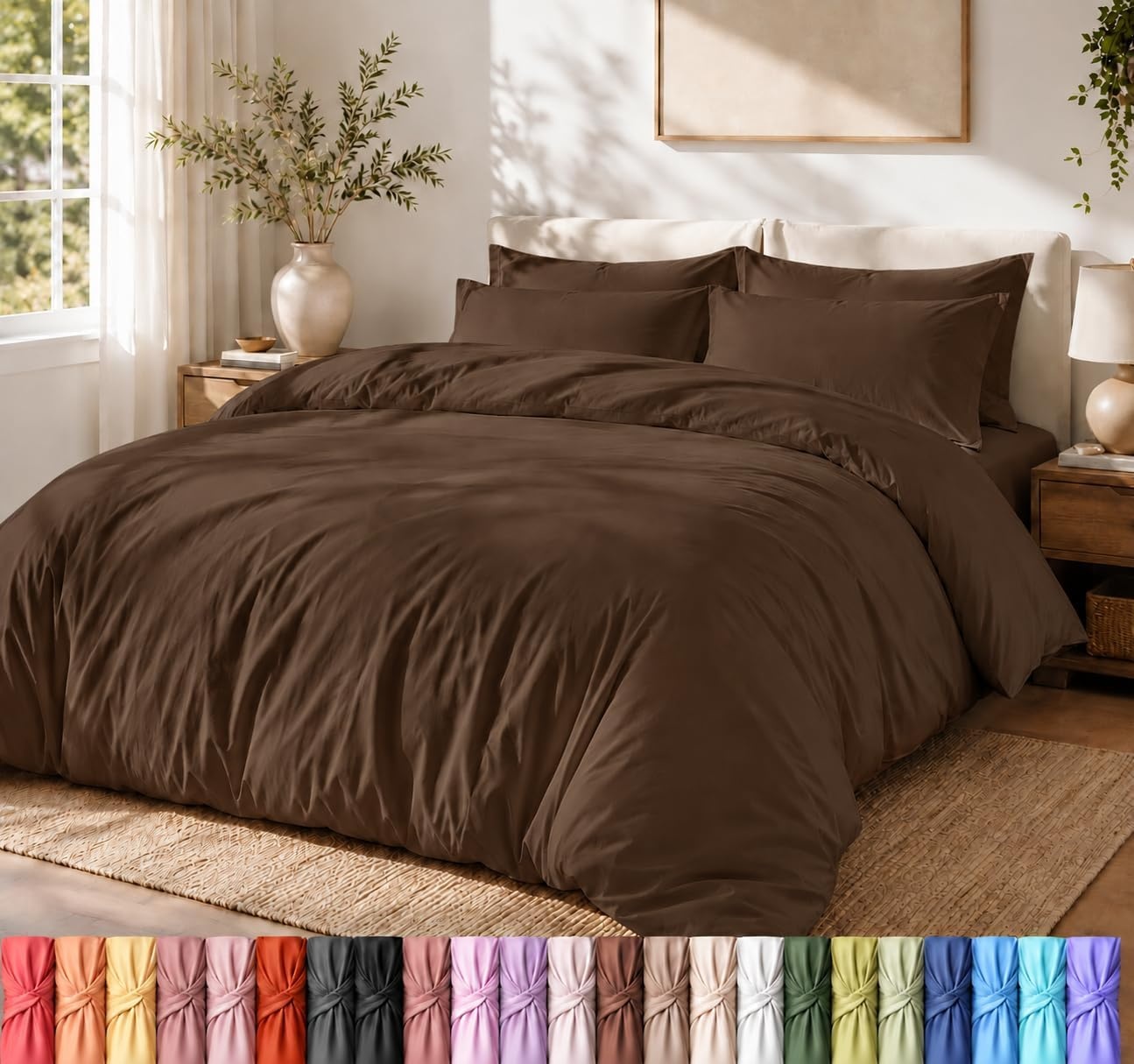 image:imageUtopia Bedding Bettwsche 135x200 cm 1 Kissenbezug 80x80 cm BlaugrnBraun