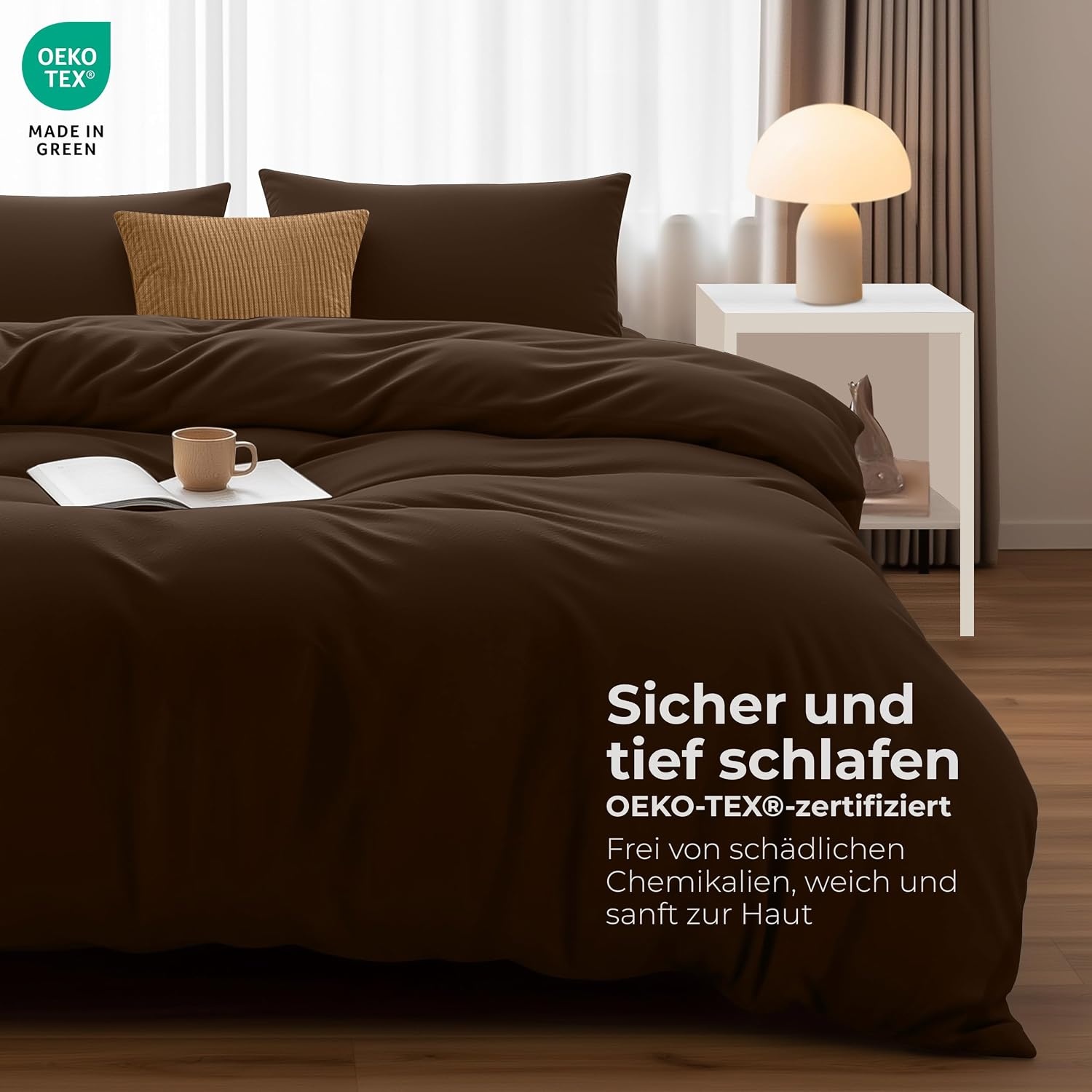 image:imageUtopia Bedding Bettwsche 135x200 cm 1 Kissenbezug 80x80 cm BlaugrnBraun