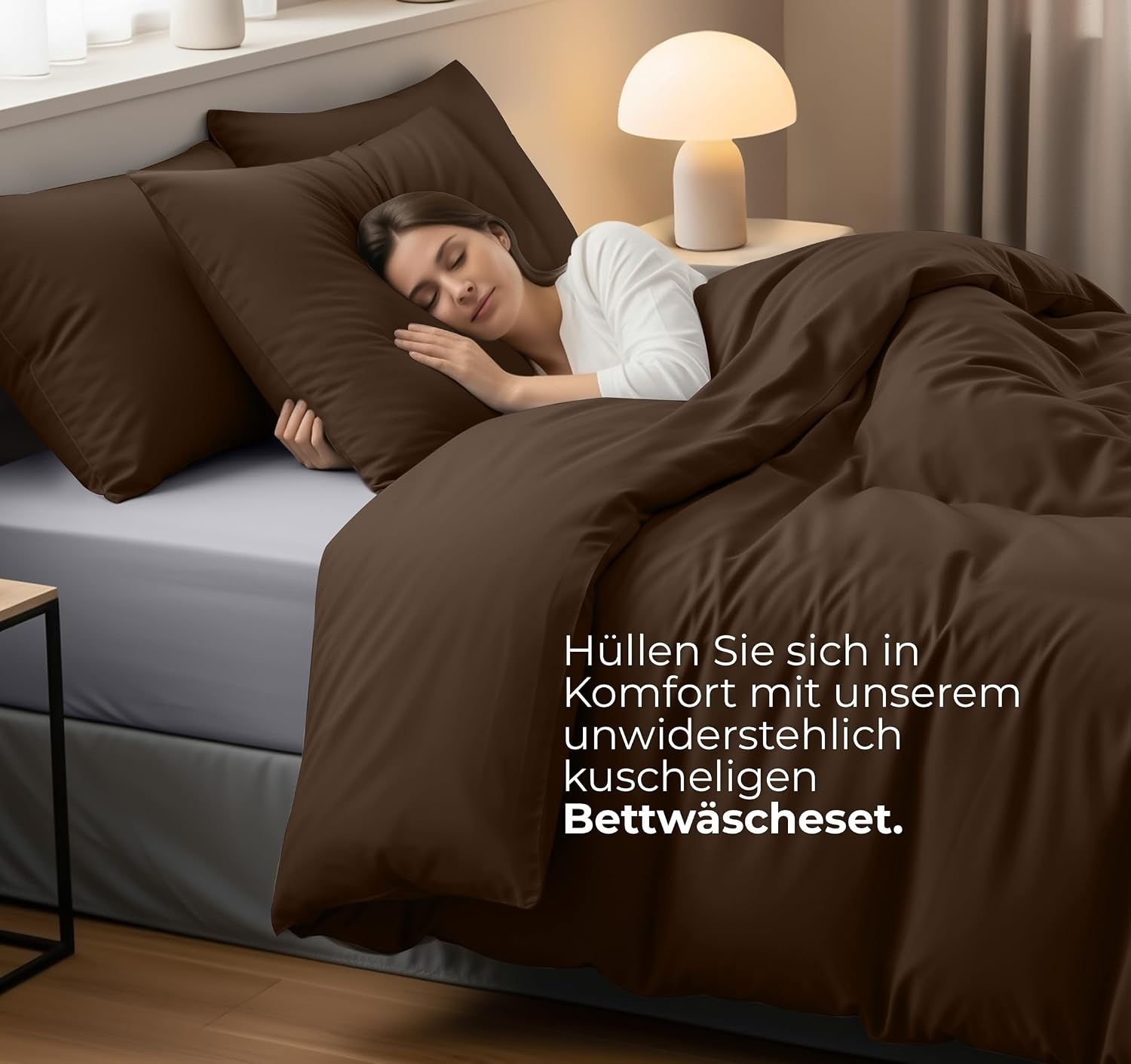 image:imageUtopia Bedding Bettwsche 135x200 cm 1 Kissenbezug 80x80 cm BlaugrnBraun