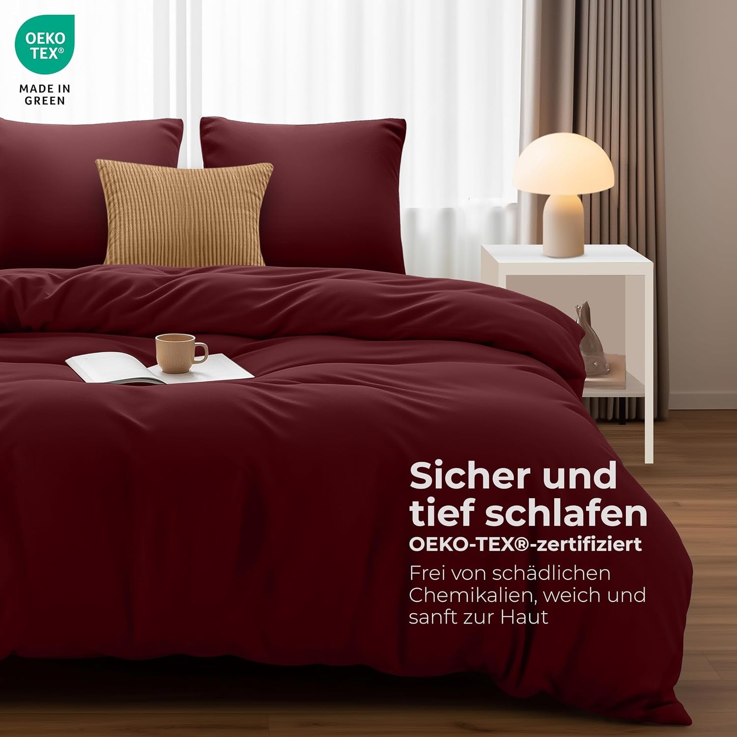image:imageUtopia Bedding Bettwsche 135x200 cm 1 Kissenbezug 80x80 cm BlaugrnBurgund