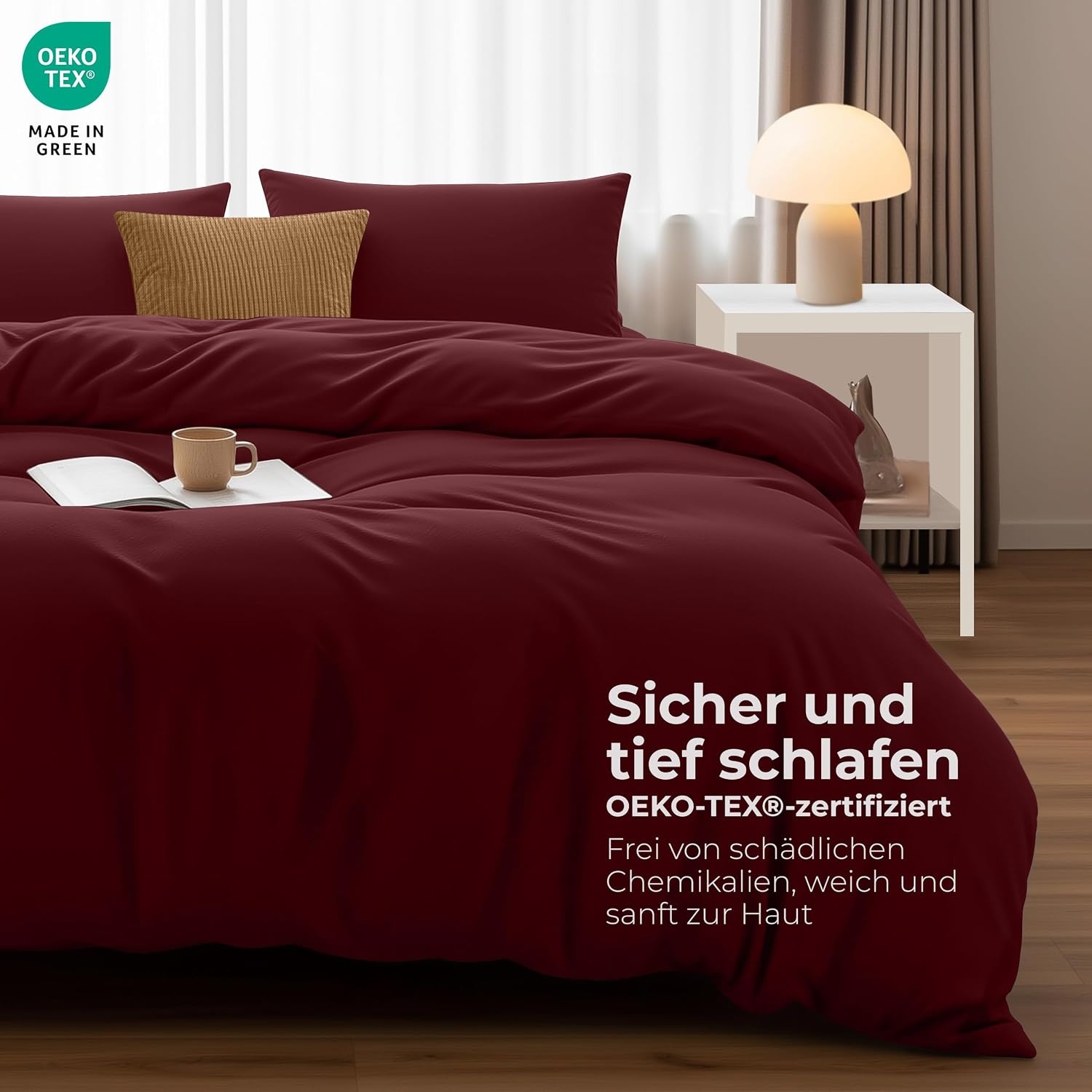 image:imageUtopia Bedding Bettwsche 135x200 cm 1 Kissenbezug 80x80 cm BlaugrnBurgund