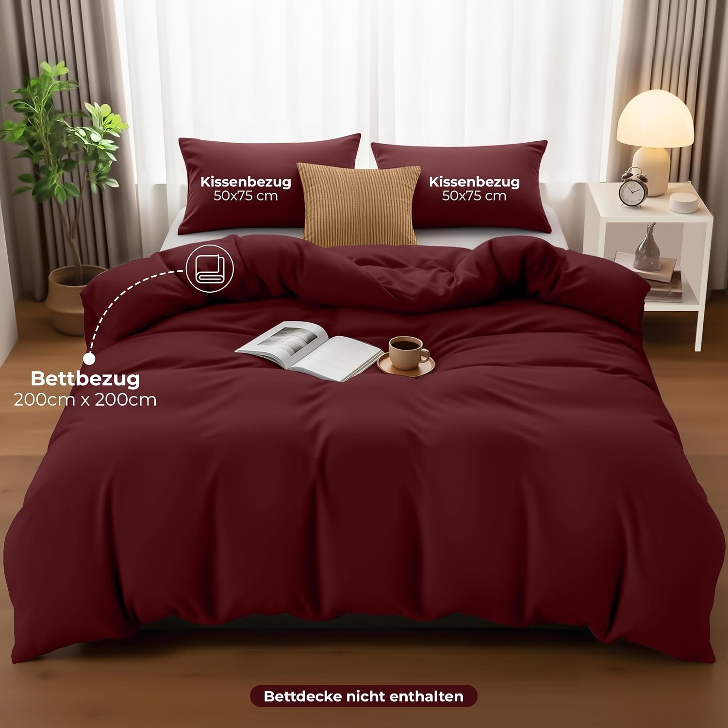 image:imageUtopia Bedding Bettwsche 135x200 cm 1 Kissenbezug 80x80 cm BlaugrnBurgund
