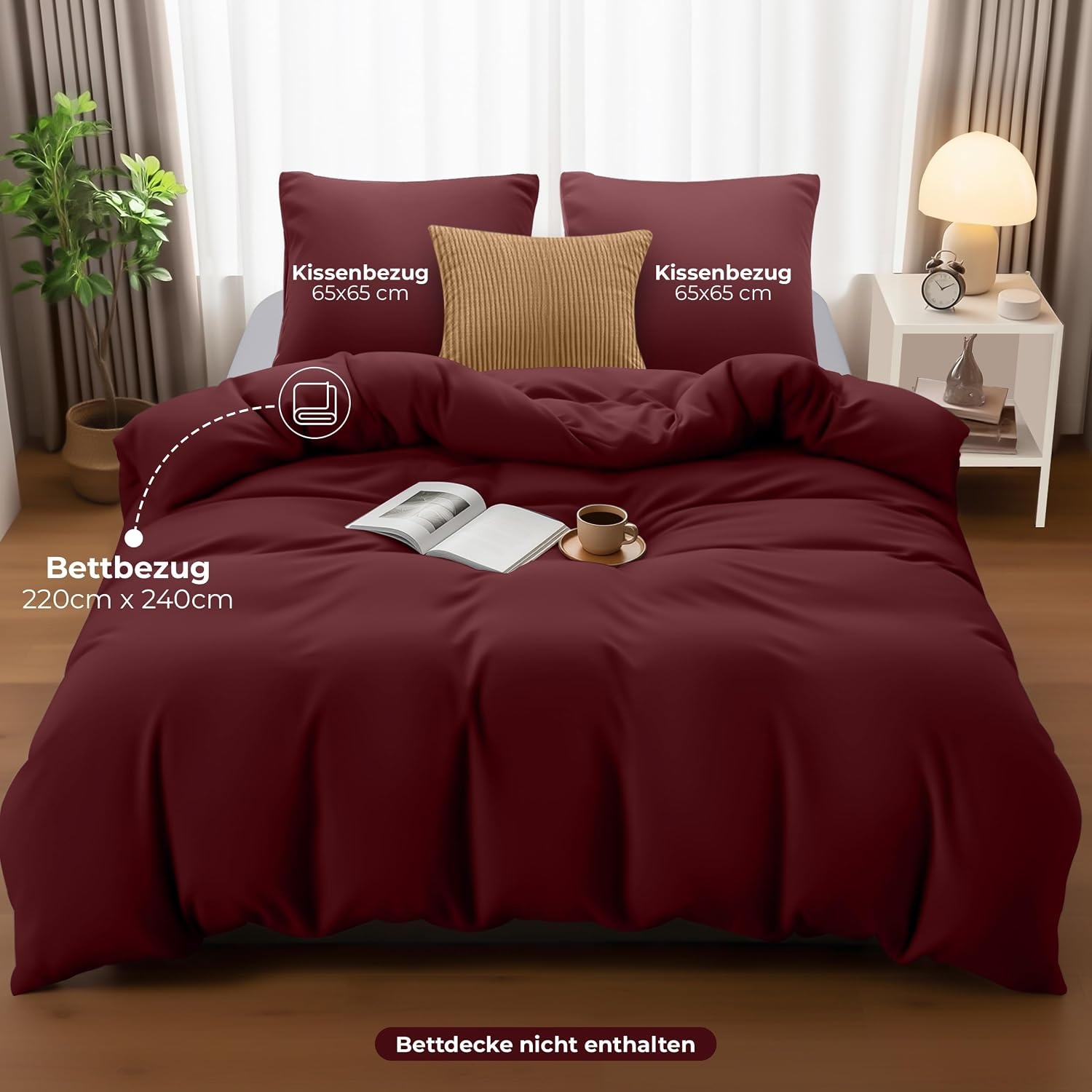 image:imageUtopia Bedding Bettwsche 135x200 cm 1 Kissenbezug 80x80 cm BlaugrnBurgund