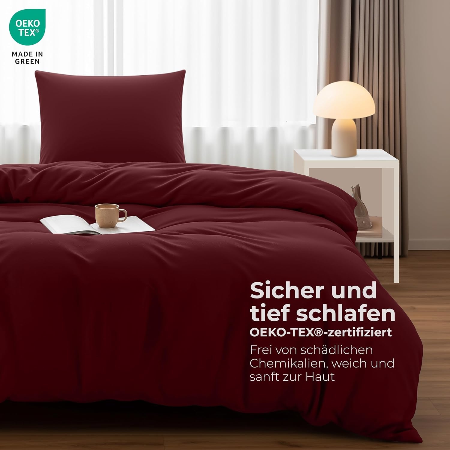 image:imageUtopia Bedding Bettwsche 135x200 cm 1 Kissenbezug 80x80 cm BlaugrnBurgund