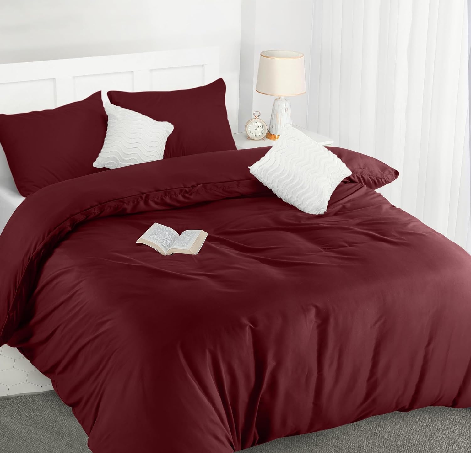 image:imageUtopia Bedding Bettwsche 135x200 cm 1 Kissenbezug 80x80 cm BlaugrnBurgund