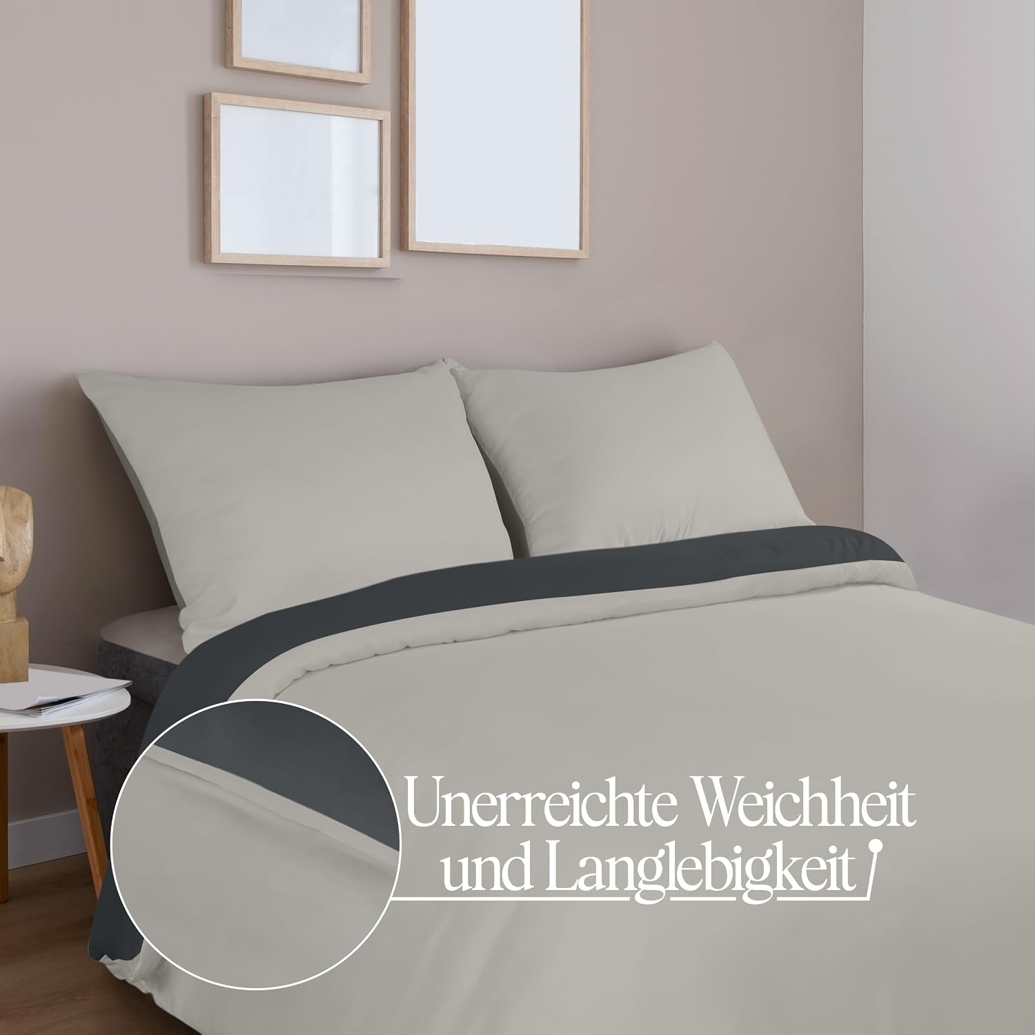 image:imageUtopia Bedding Bettwsche 135x200 cm 1 Kissenbezug 80x80 cm BlaugrnDunkelgrauHellgrau