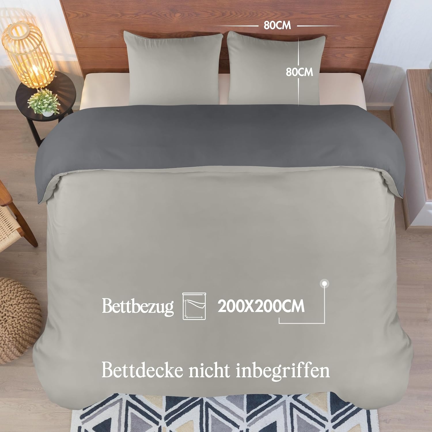 image:imageUtopia Bedding Bettwsche 135x200 cm 1 Kissenbezug 80x80 cm BlaugrnDunkelgrauHellgrau