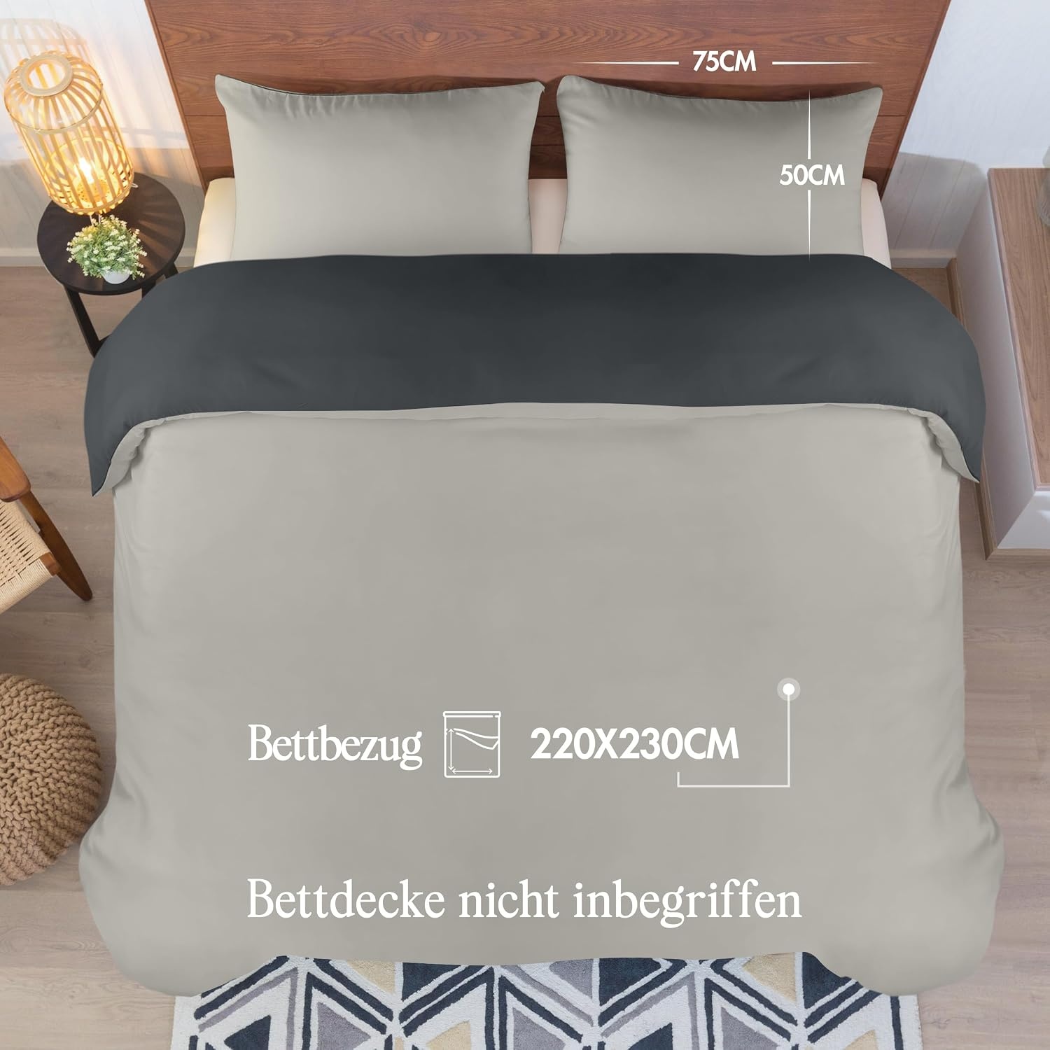 image:imageUtopia Bedding Bettwsche 135x200 cm 1 Kissenbezug 80x80 cm BlaugrnDunkelgrauHellgrau