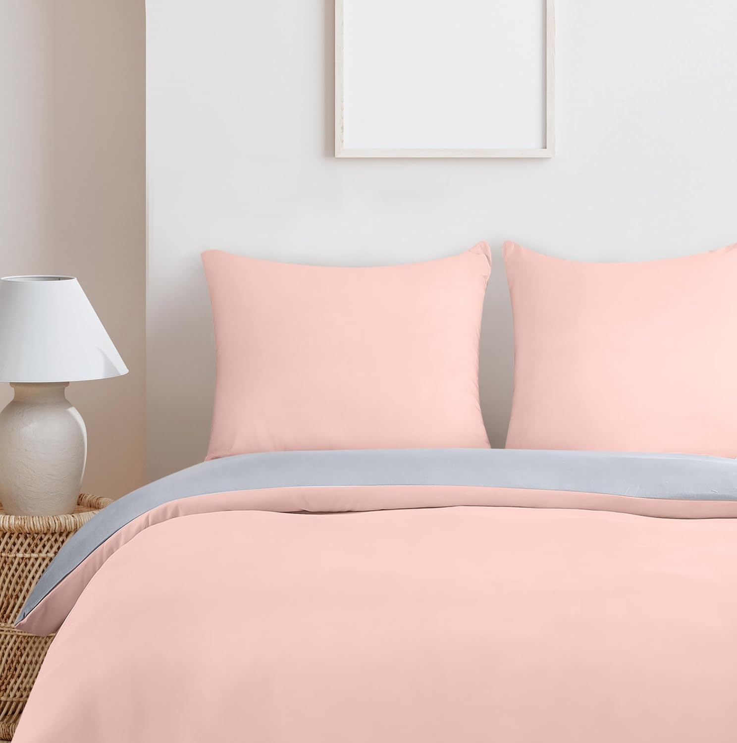 image:imageUtopia Bedding Bettwsche 135x200 cm 1 Kissenbezug 80x80 cm BlaugrnGrau Rosa