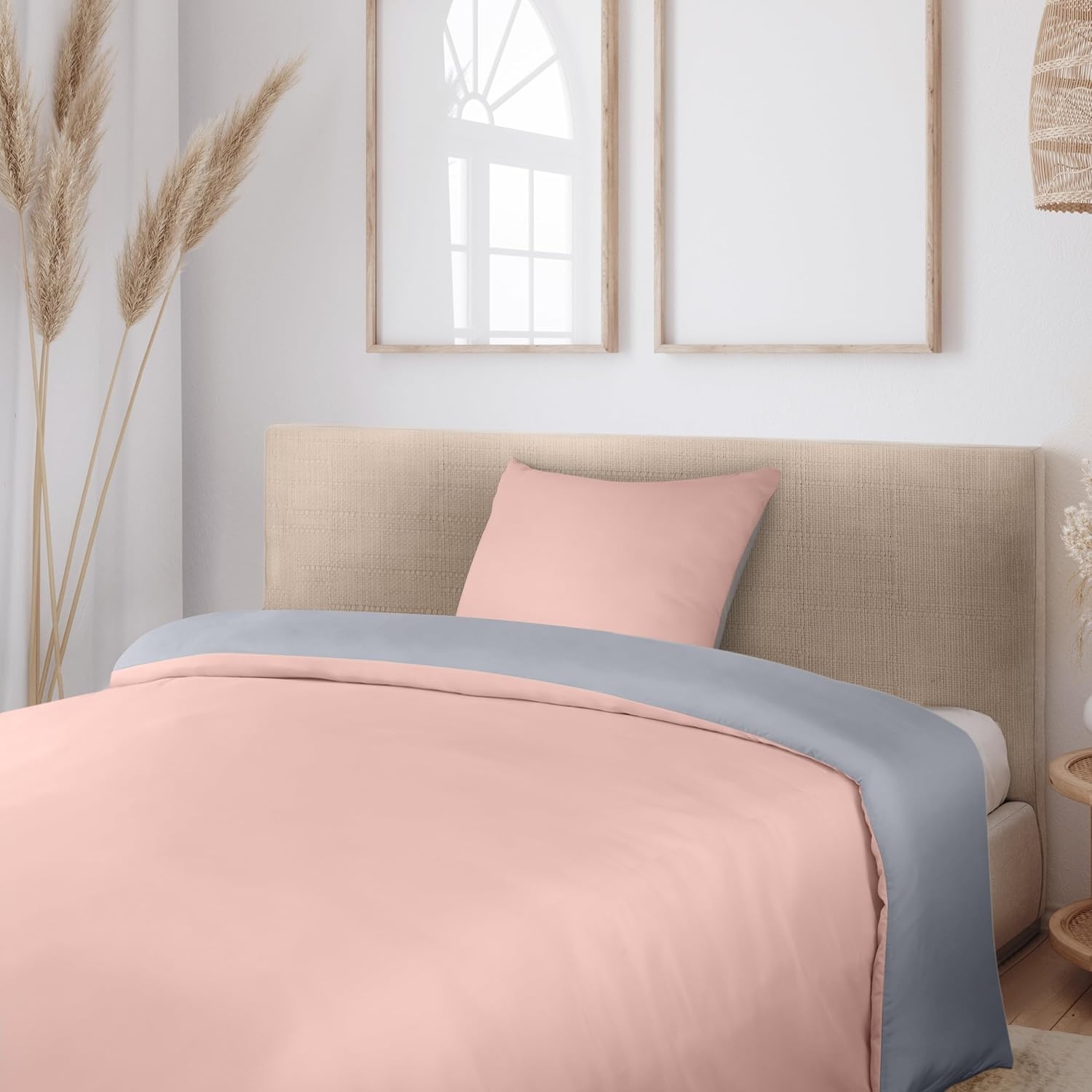 image:imageUtopia Bedding Bettwsche 135x200 cm 1 Kissenbezug 80x80 cm BlaugrnGrau Rosa